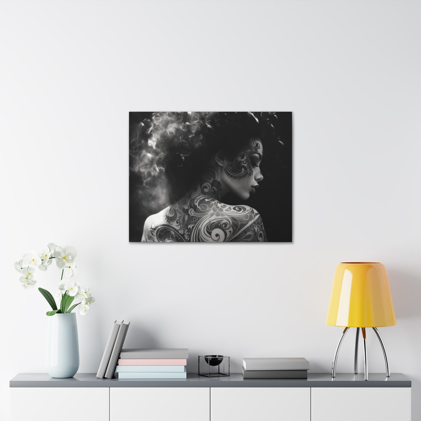 Canvas Gallery Wrap - Black and White Photography - Tattooed and Smoking Again