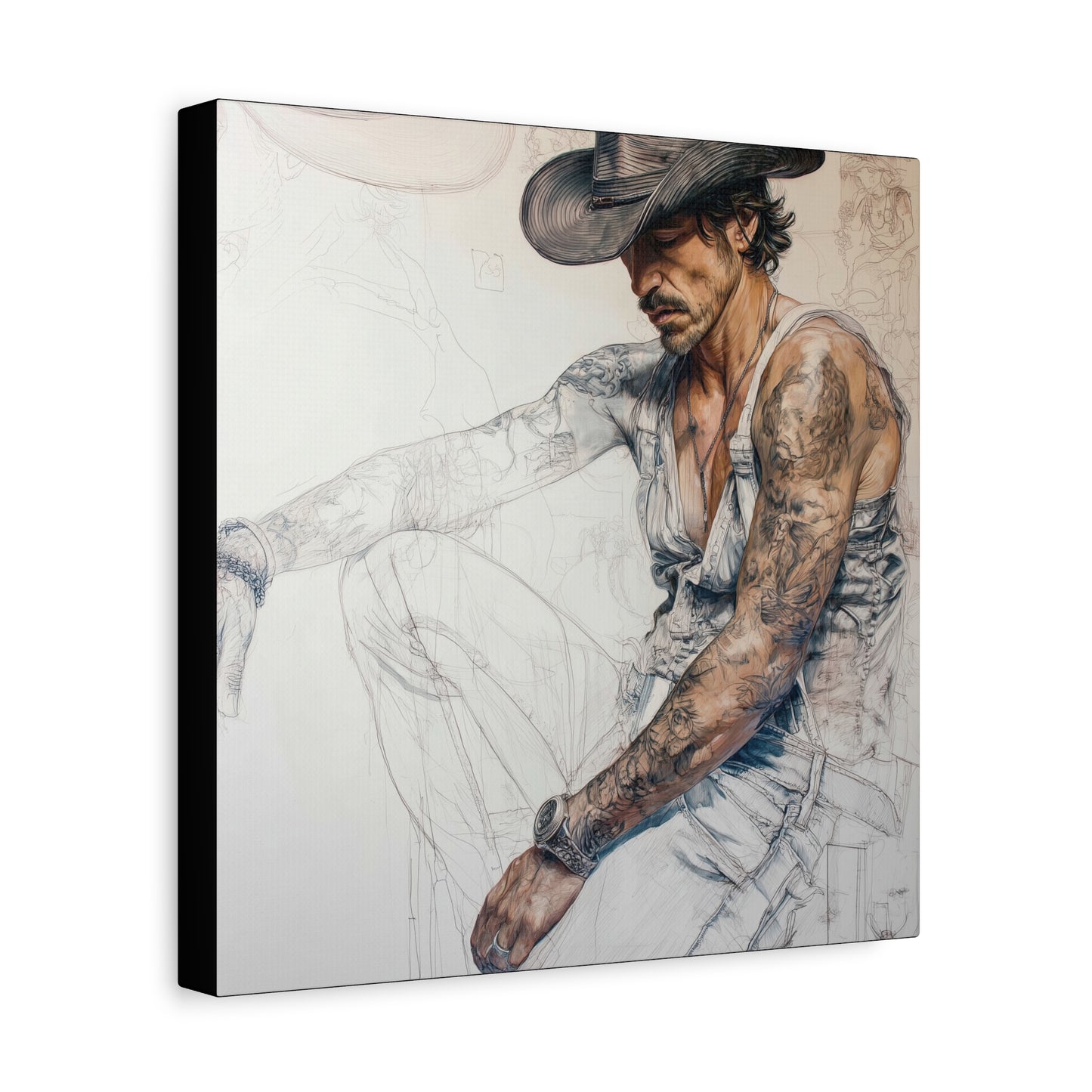 Gallery Wrapped Canvas, Wranglers and Wreckage Art Canvas, Erotic Pinup Art Canvas – Maverick