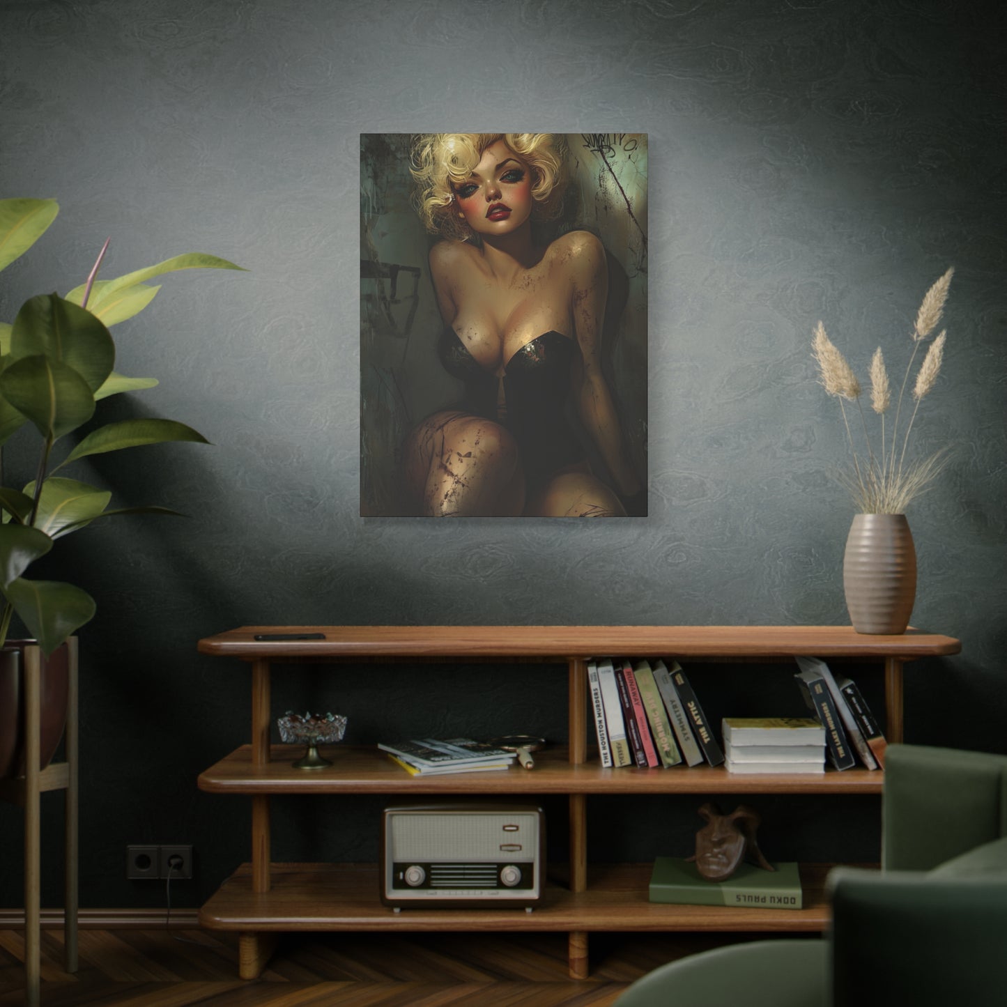 Gallery Wrapped Canvas, Guilt and Grit Adult Art Canvas, Erotic Pinup Art Canvas – Naomi