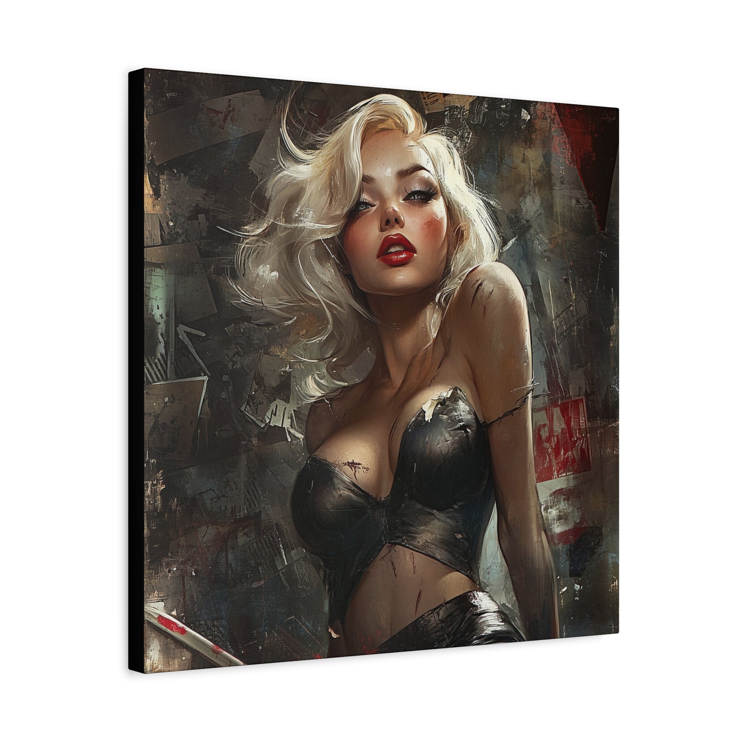 Gallery Wrapped Canvas, Guilt and Grit Adult Art Canvas, Erotic Pinup Art Canvas – Noelle