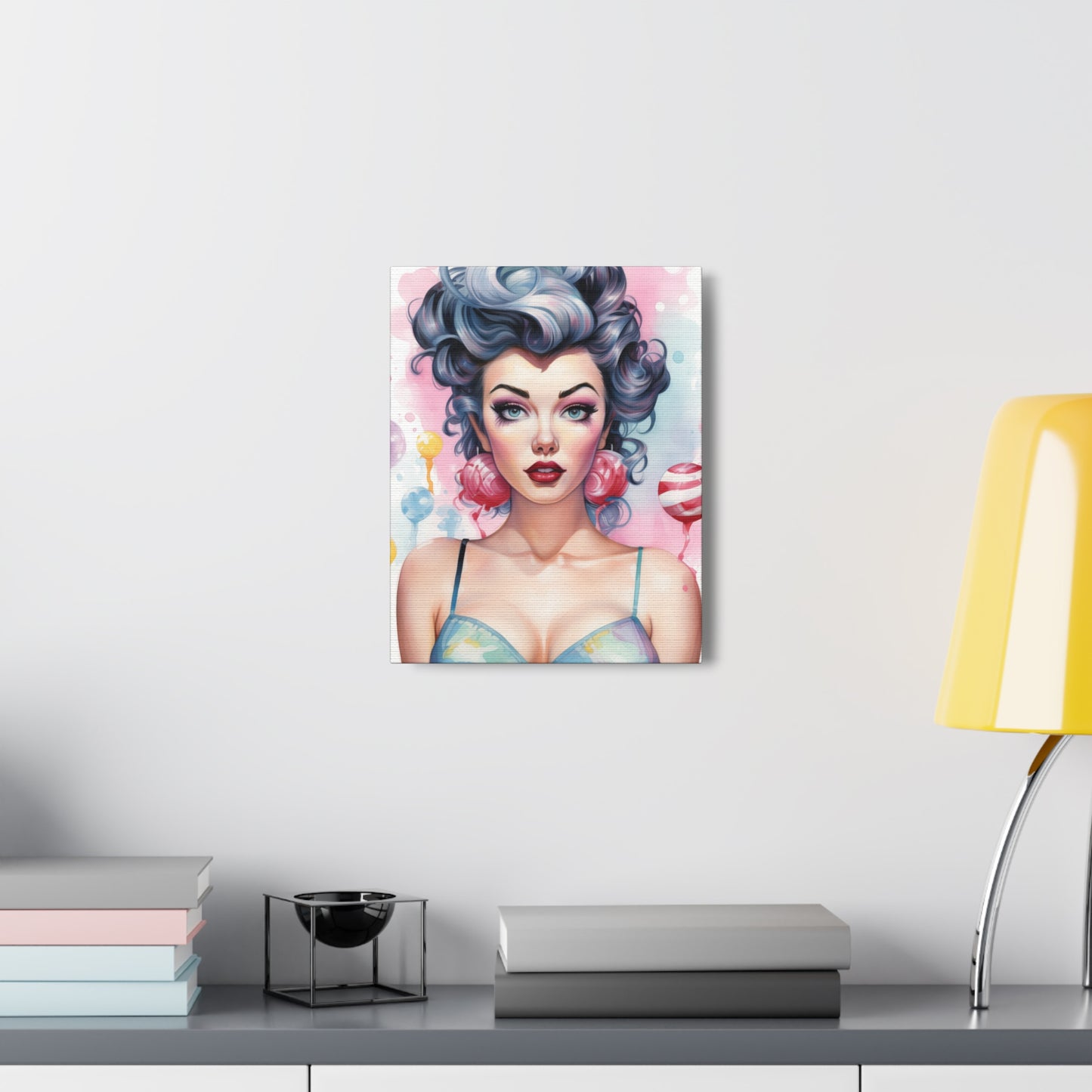 Canvas Gallery Wrapped High-Fashion Wall Art, Stylish Decor, Retro Femme Doll Pop Art – Poppy