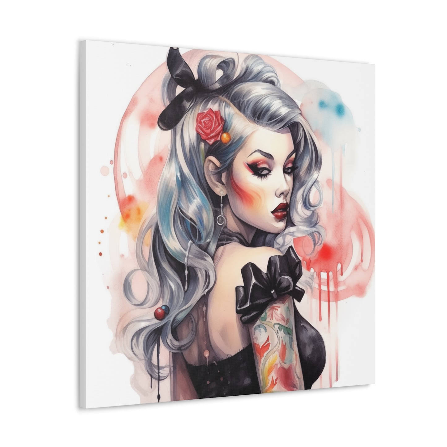 Gallery Wrapped Canvas, Edgy Tattooed Beauty, Urban Pop Art Canvas – Sabella