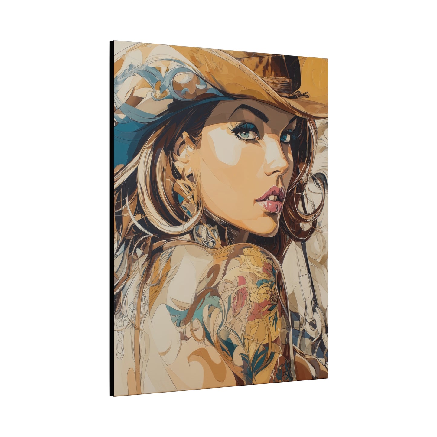 Gallery Wrapped Canvas, Wranglers and Wreckage Art Canvas, Erotic Pinup Art Canvas – Tessa