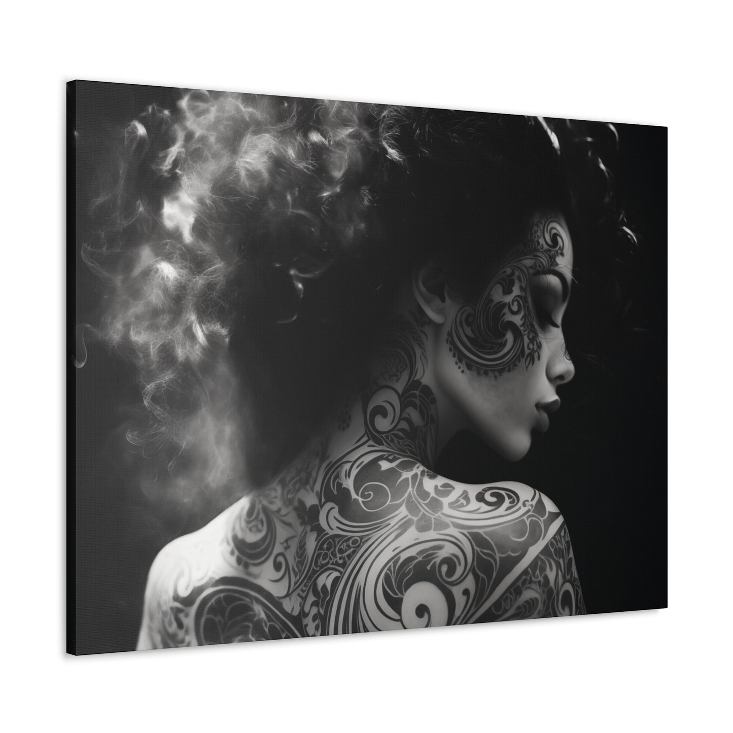 Canvas Gallery Wrap - Black and White Photography - Tattooed and Smoking Again