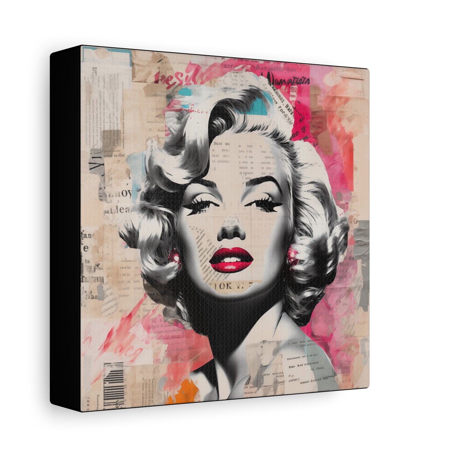 Canvas Wall Art, Gallery Wrapped Pop Art, Celebrity Wall Art – Marilyn Monroe - Newsprint