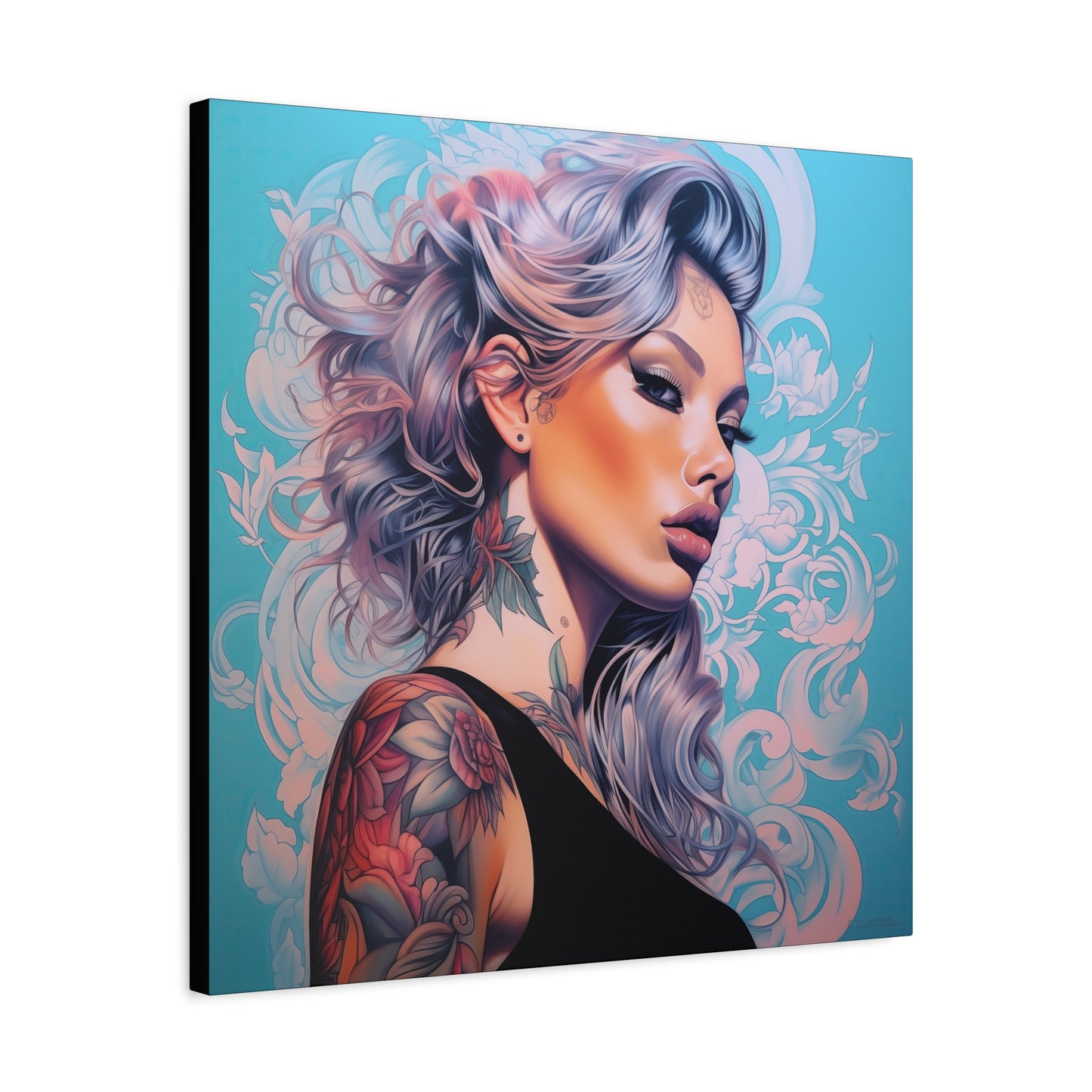 Gallery Wrapped Canvas, Edgy Tattooed Beauty, Urban Pop Art Canvas – Arabella