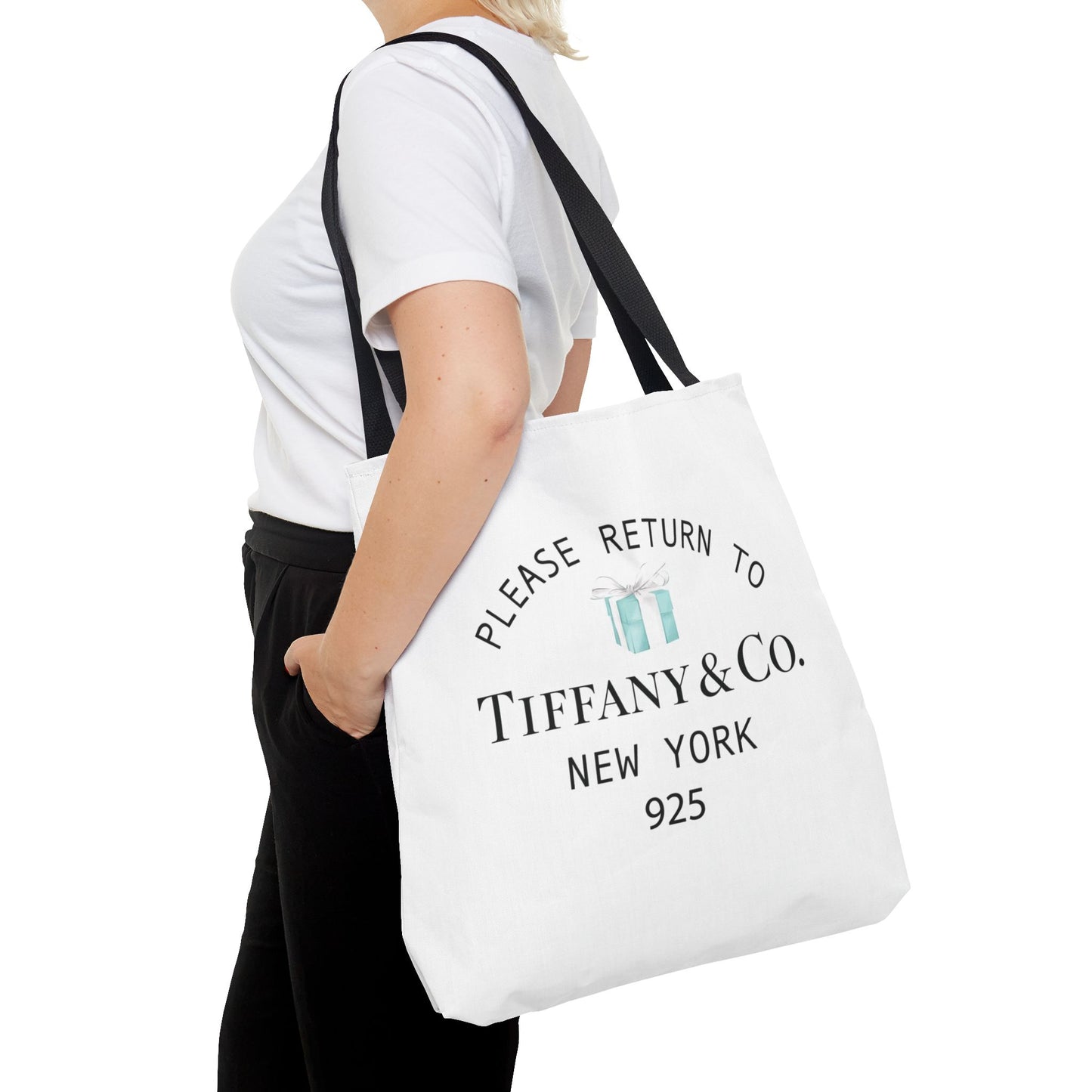 Your Name & Co. Personalized Please Return to Me Little Blue Box Tote - Square Utility Tote - Breakfast at Tiffany Inspired