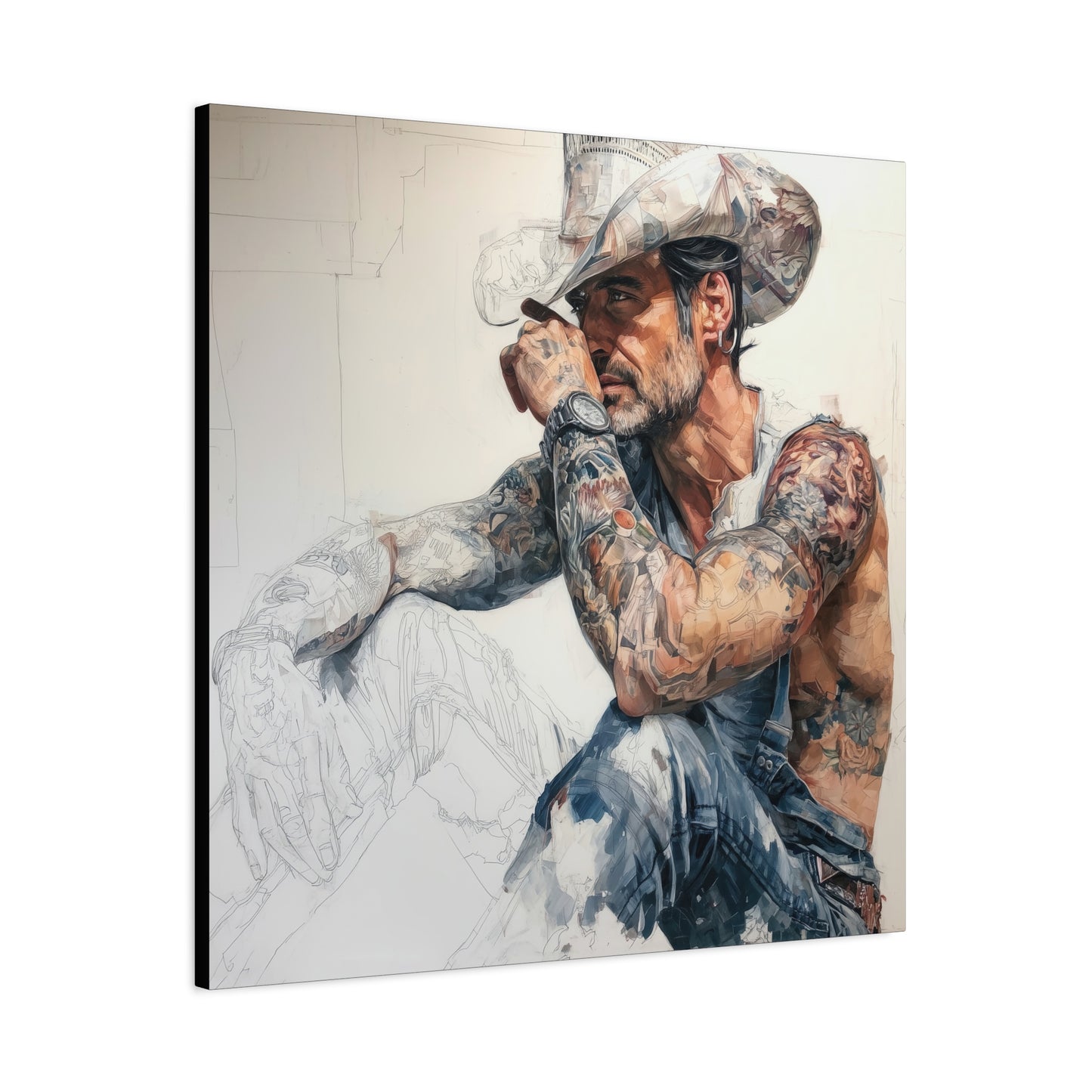 Gallery Wrapped Canvas, Wranglers and Wreckage Art Canvas, Erotic Pinup Art Canvas – Jace