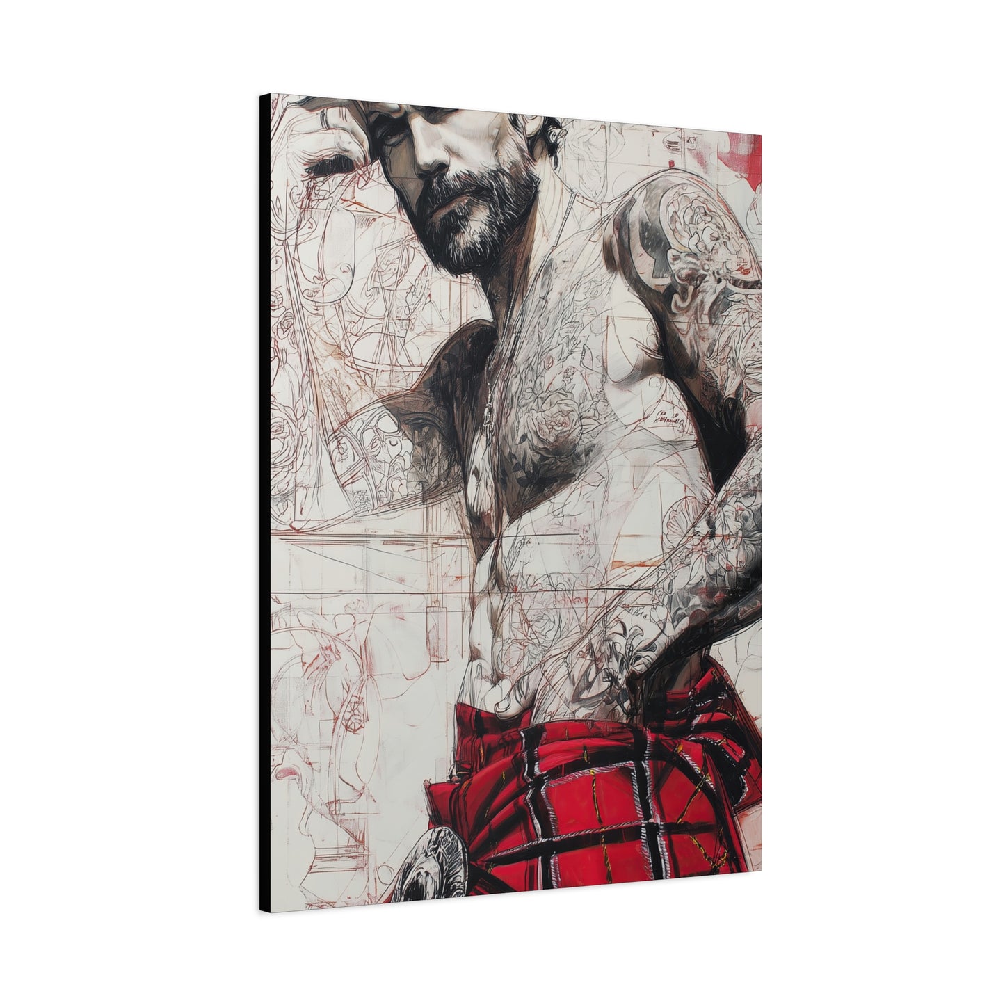 Gallery Wrapped Canvas, Kilts and Carnage Art Canvas, Erotic Pinup Art Canvas – Cormac