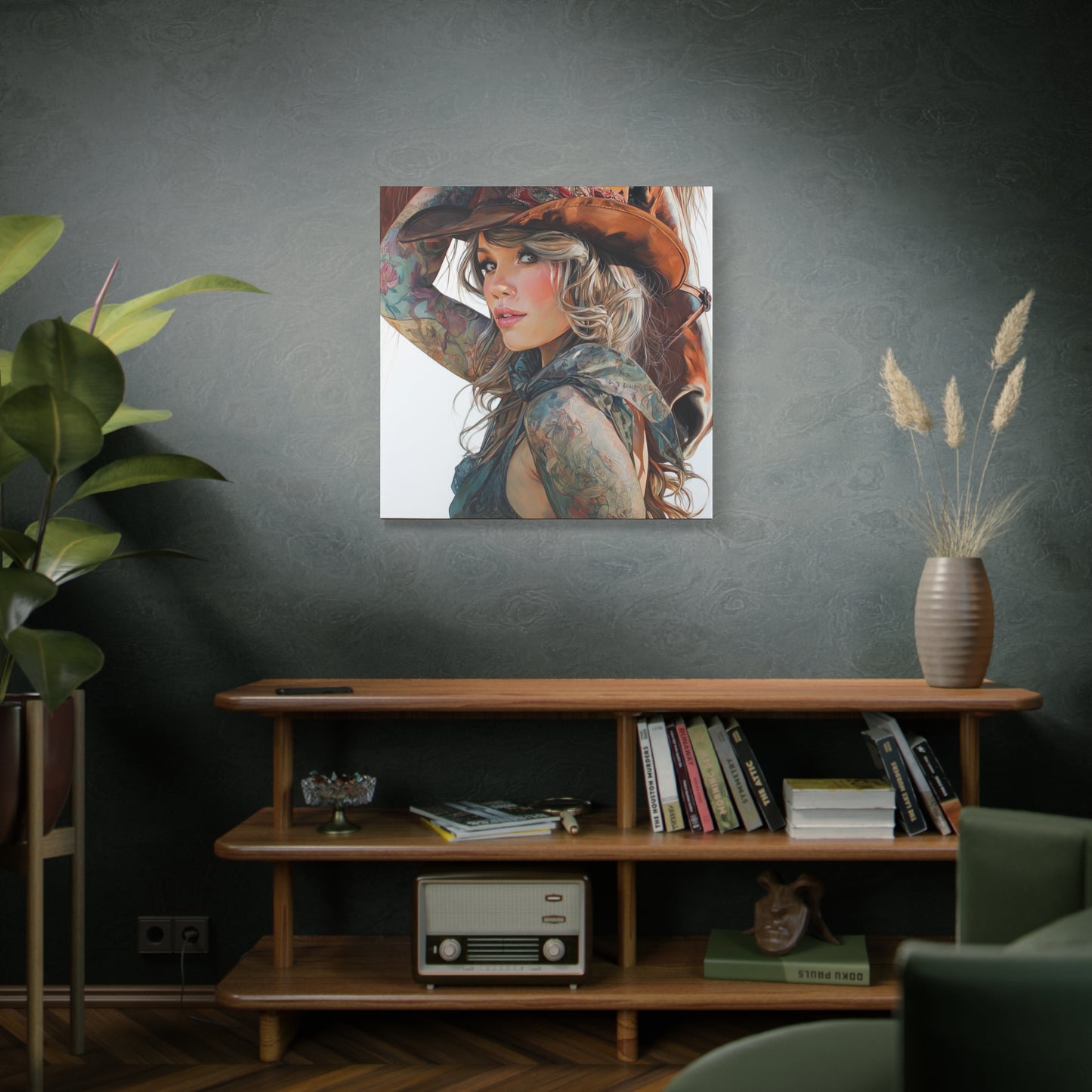 Gallery Wrapped Canvas, Wranglers and Wreckage Art Canvas, Erotic Pinup Art Canvas – Millie