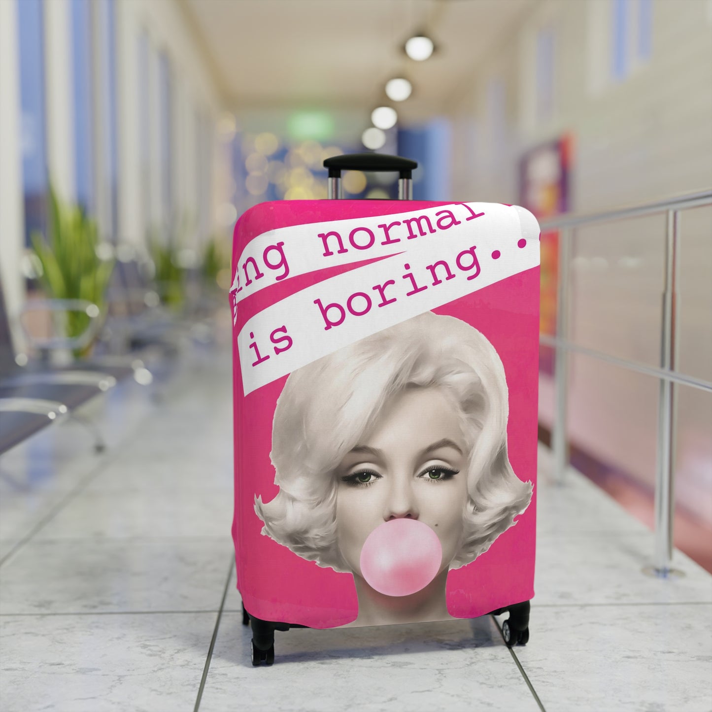 Marilyn Monroe Luggage Cover - Being Boring is Normal - Hot Pink