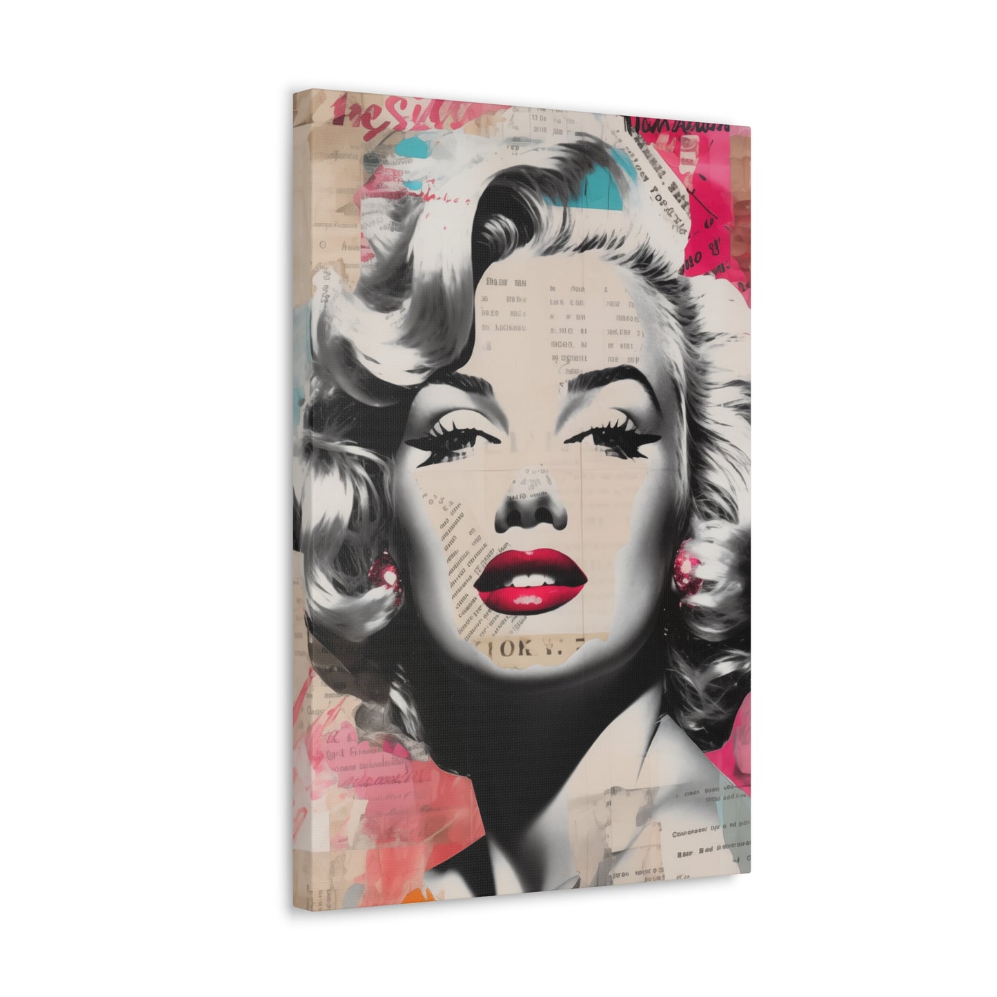 Canvas Wall Art, Gallery Wrapped Pop Art, Celebrity Wall Art – Marilyn Monroe - Newsprint