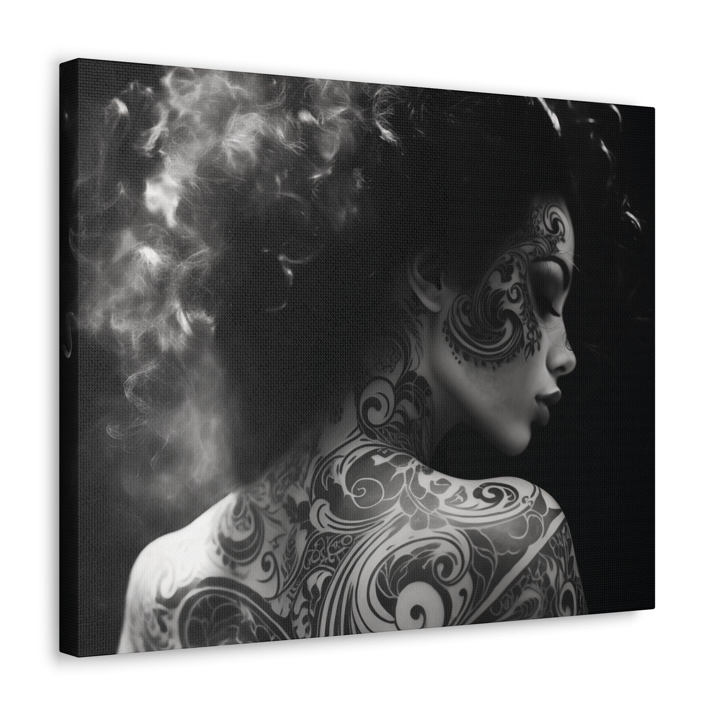 Canvas Gallery Wrap - Black and White Photography - Tattooed and Smoking Again