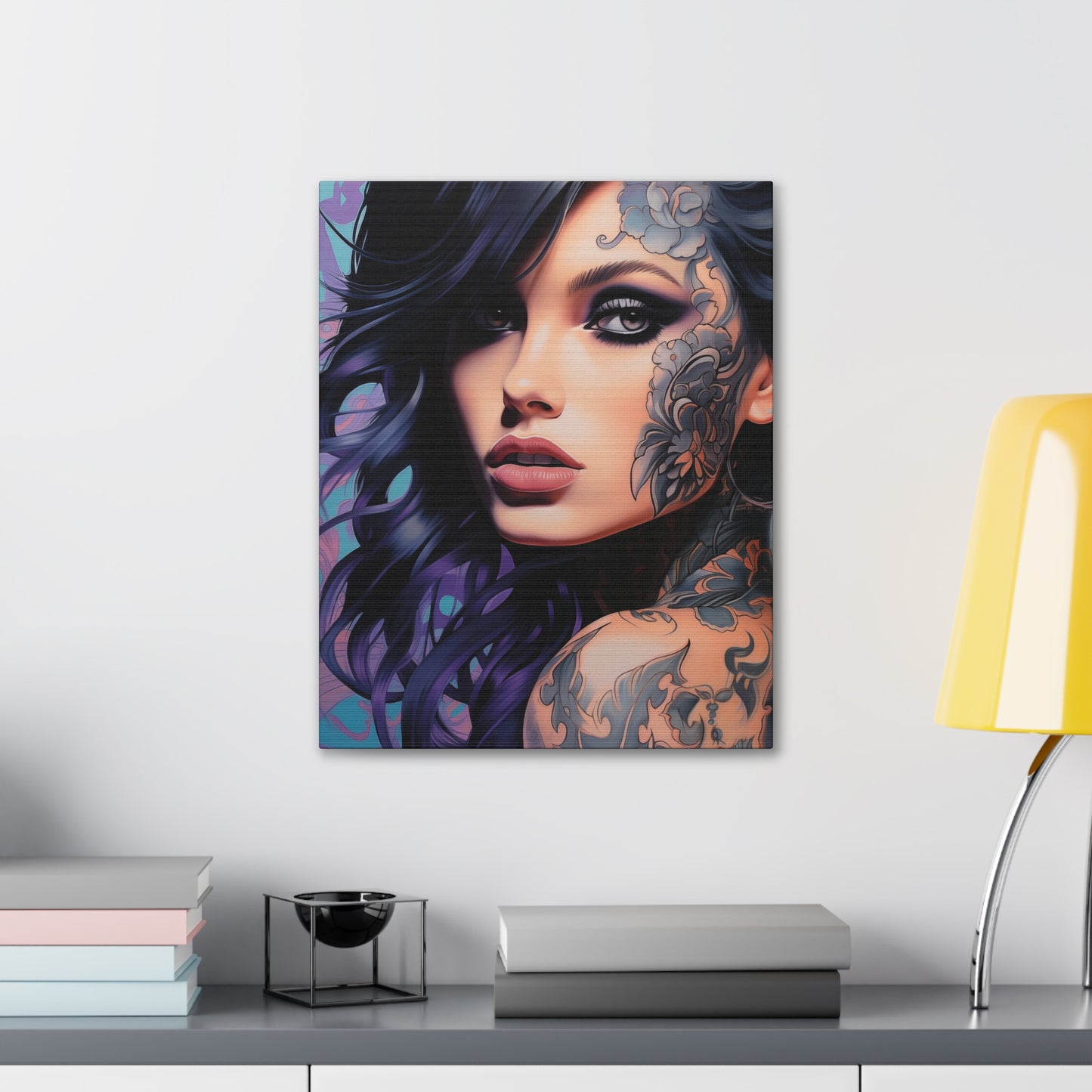 Gallery Wrapped Canvas, Edgy Tattooed Beauty, Urban Pop Art Canvas – Dominique