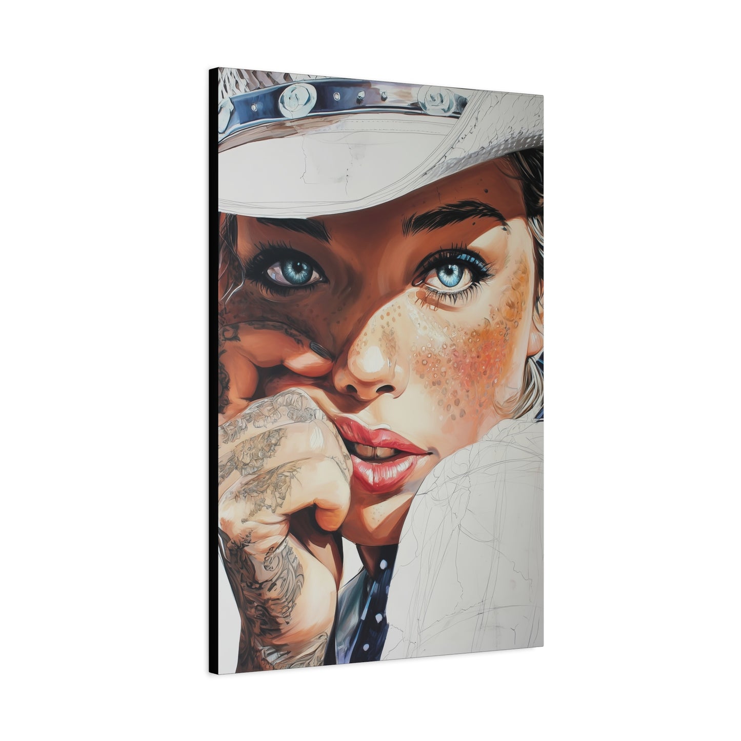 Gallery Wrapped Canvas, Wranglers and Wreckage Art Canvas, Erotic Pinup Art Canvas – Fallon