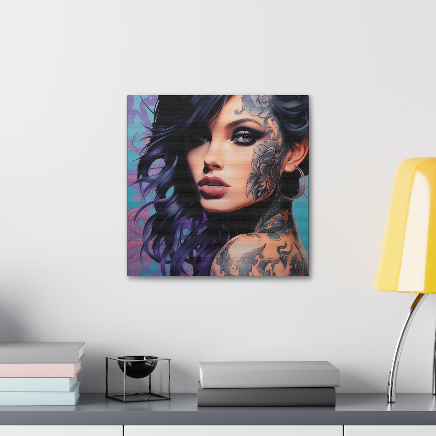 Gallery Wrapped Canvas, Edgy Tattooed Beauty, Urban Pop Art Canvas – Dominique