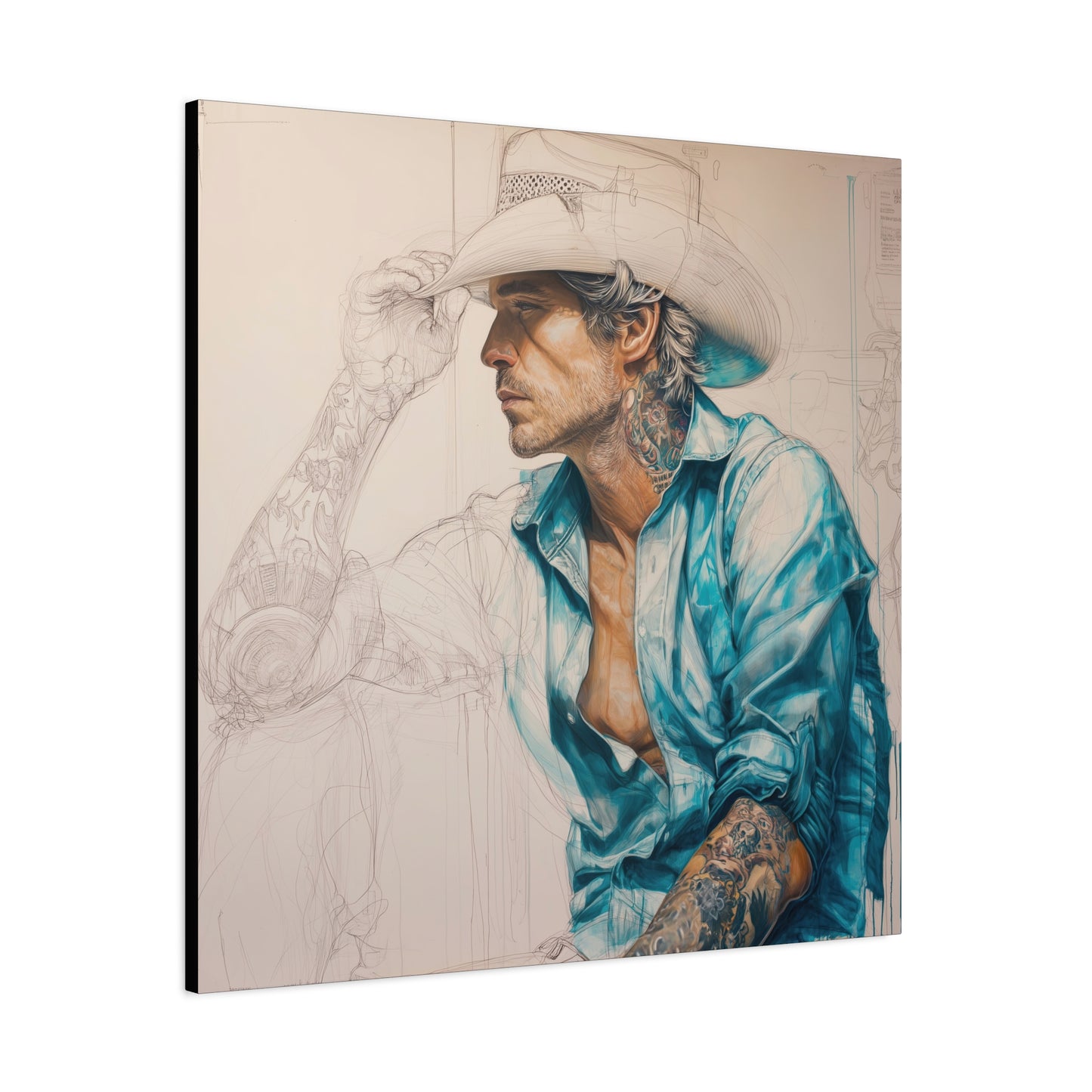 Gallery Wrapped Canvas, Wranglers and Wreckage Art Canvas, Erotic Pinup Art Canvas – Wade