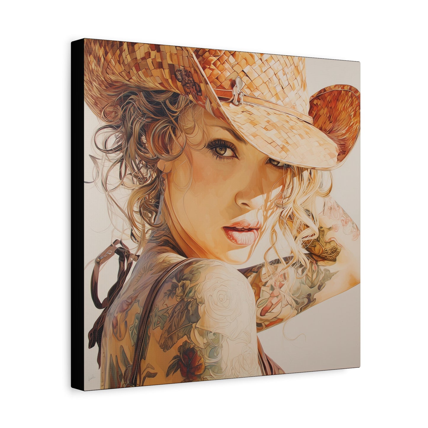 Gallery Wrapped Canvas, Wranglers and Wreckage Art Canvas, Erotic Pinup Art Canvas – Sadie