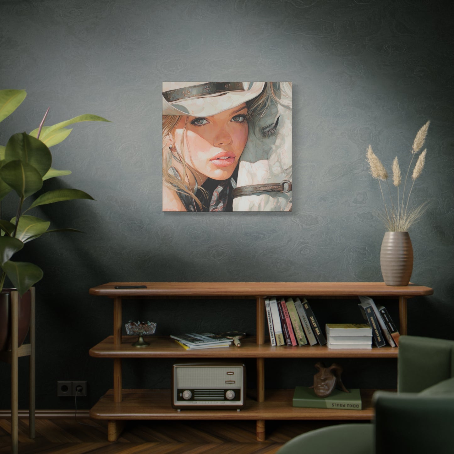 Gallery Wrapped Canvas, Wranglers and Wreckage Art Canvas, Erotic Pinup Art Canvas – Jolene
