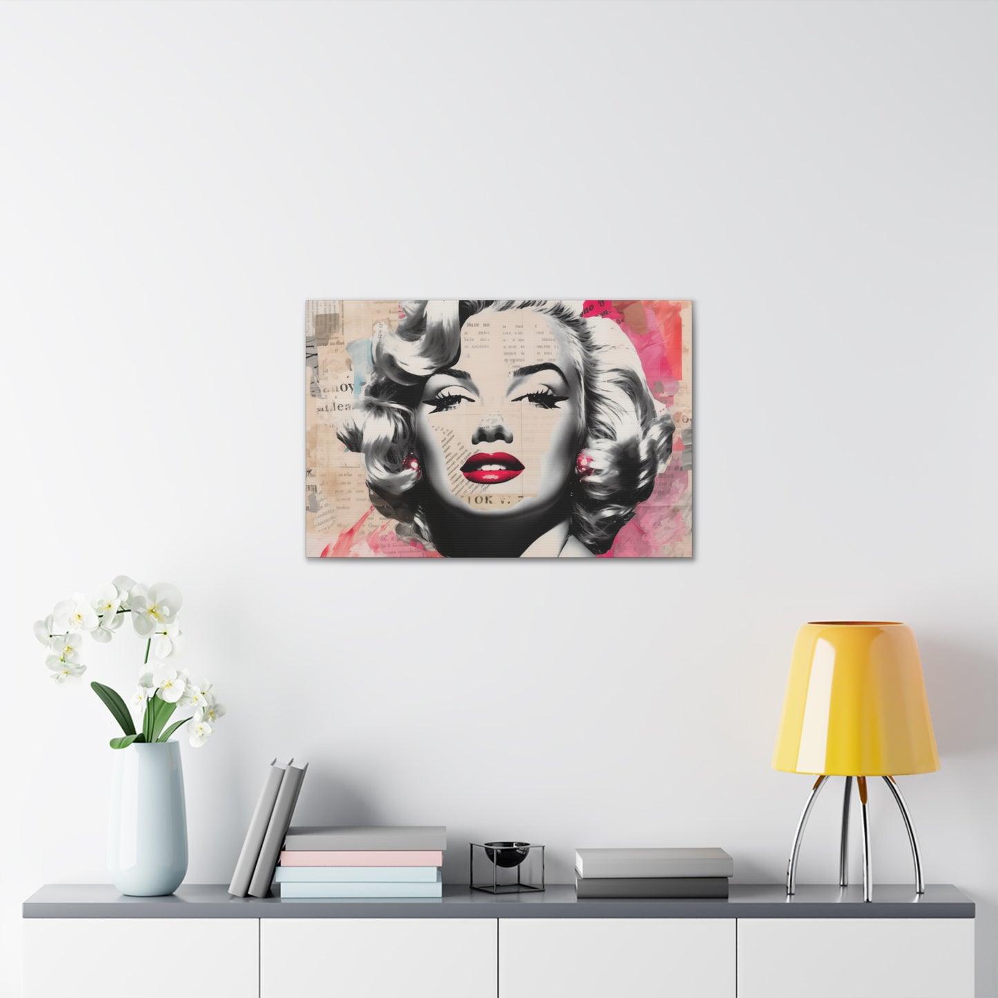 Canvas Wall Art, Gallery Wrapped Pop Art, Celebrity Wall Art – Marilyn Monroe - Newsprint