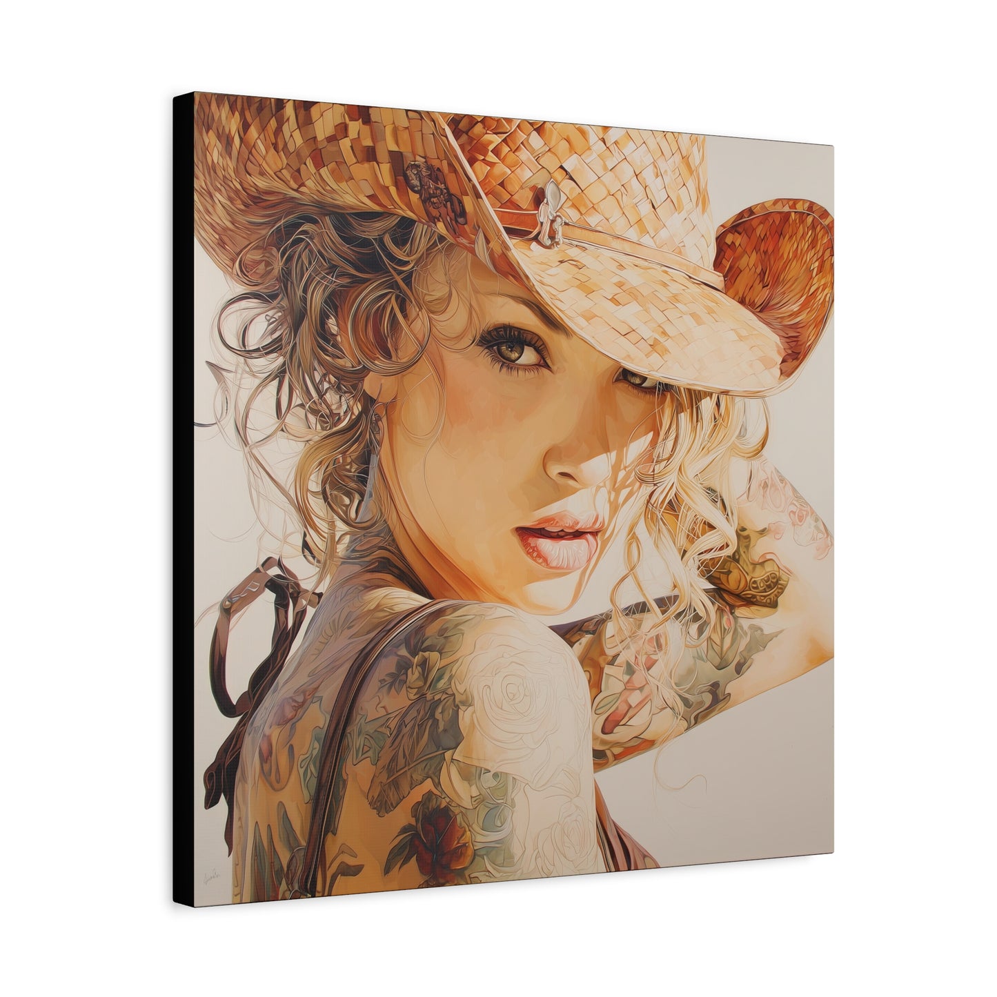 Gallery Wrapped Canvas, Wranglers and Wreckage Art Canvas, Erotic Pinup Art Canvas – Sadie