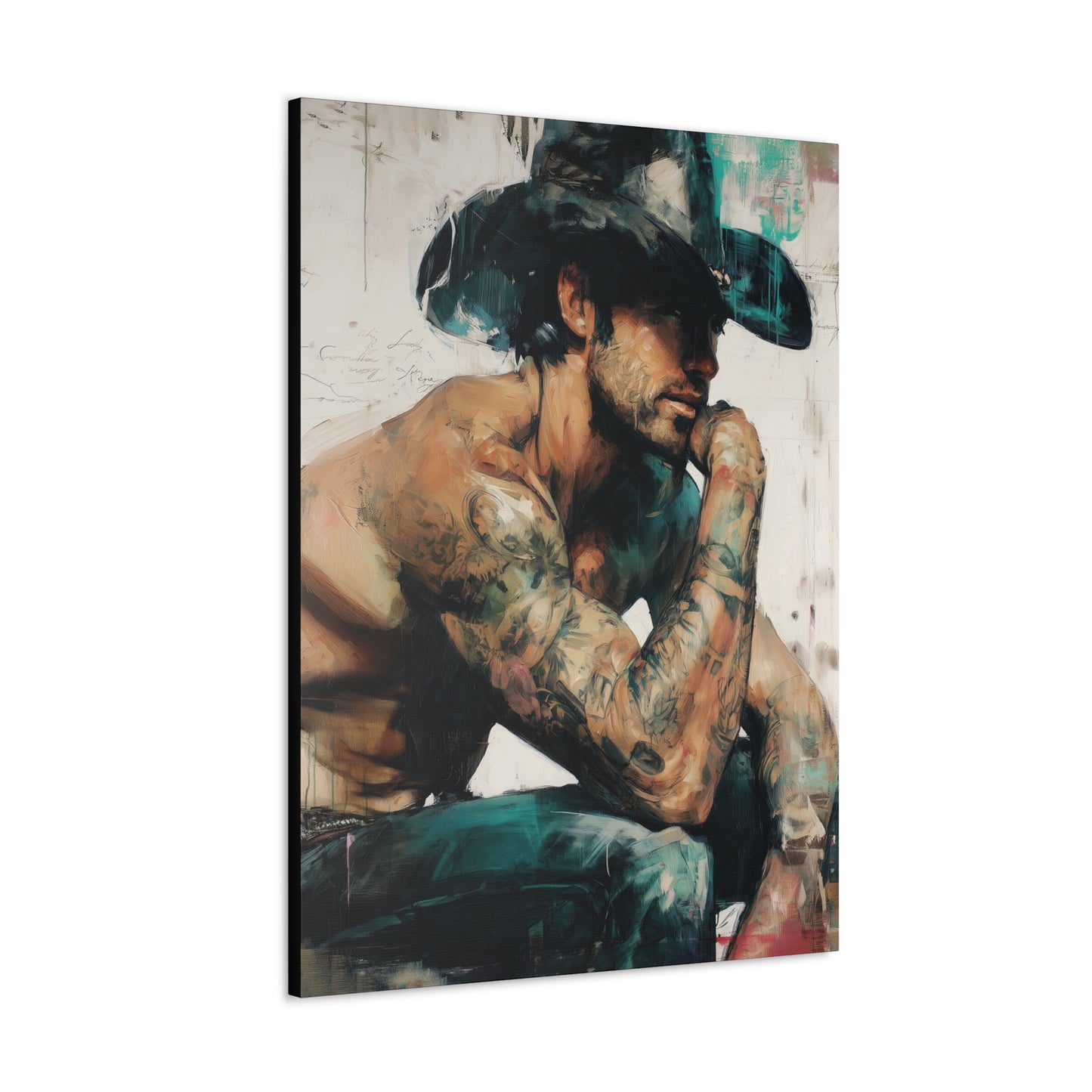 Gallery Wrapped Canvas, Wranglers and Wreckage Art Canvas, Erotic Pinup Art Canvas – Jimmy