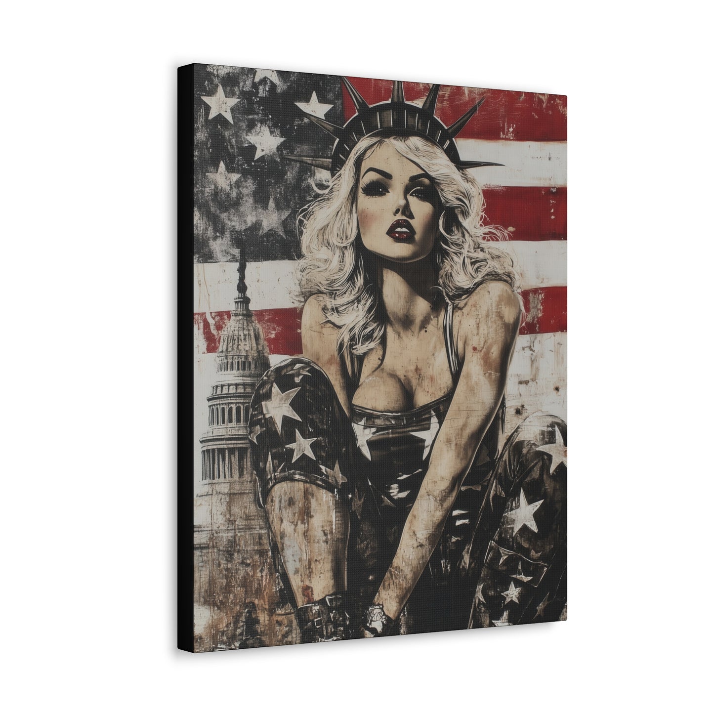 Gallery Wrapped Canvas, Liberty and Lace Art Canvas, Patriotic Art Canvas – Kimberly