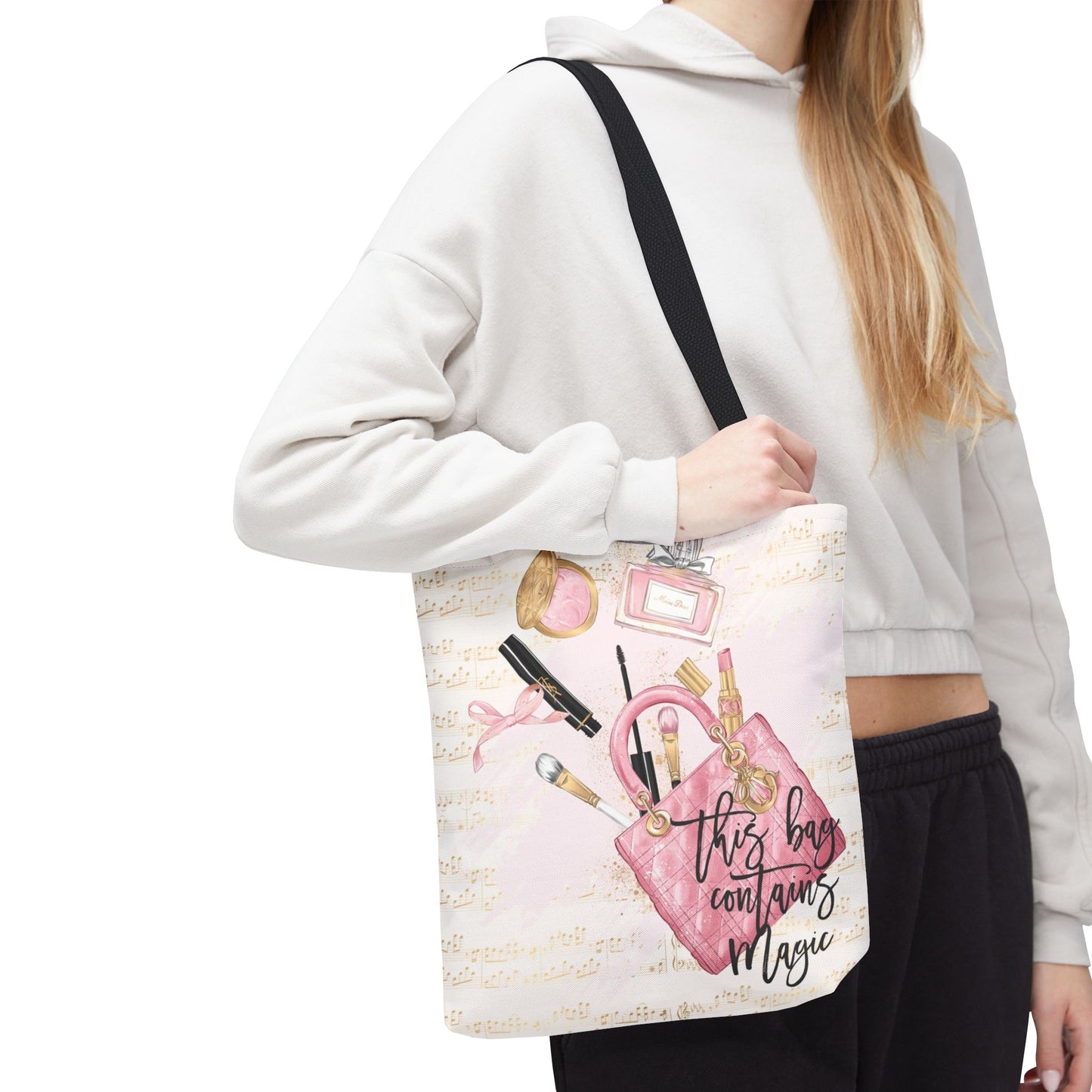 This Bag Contains Magic Tote Bag, Utility Tote - Makeup Inspired Tote - Fashion Tote - Pink D