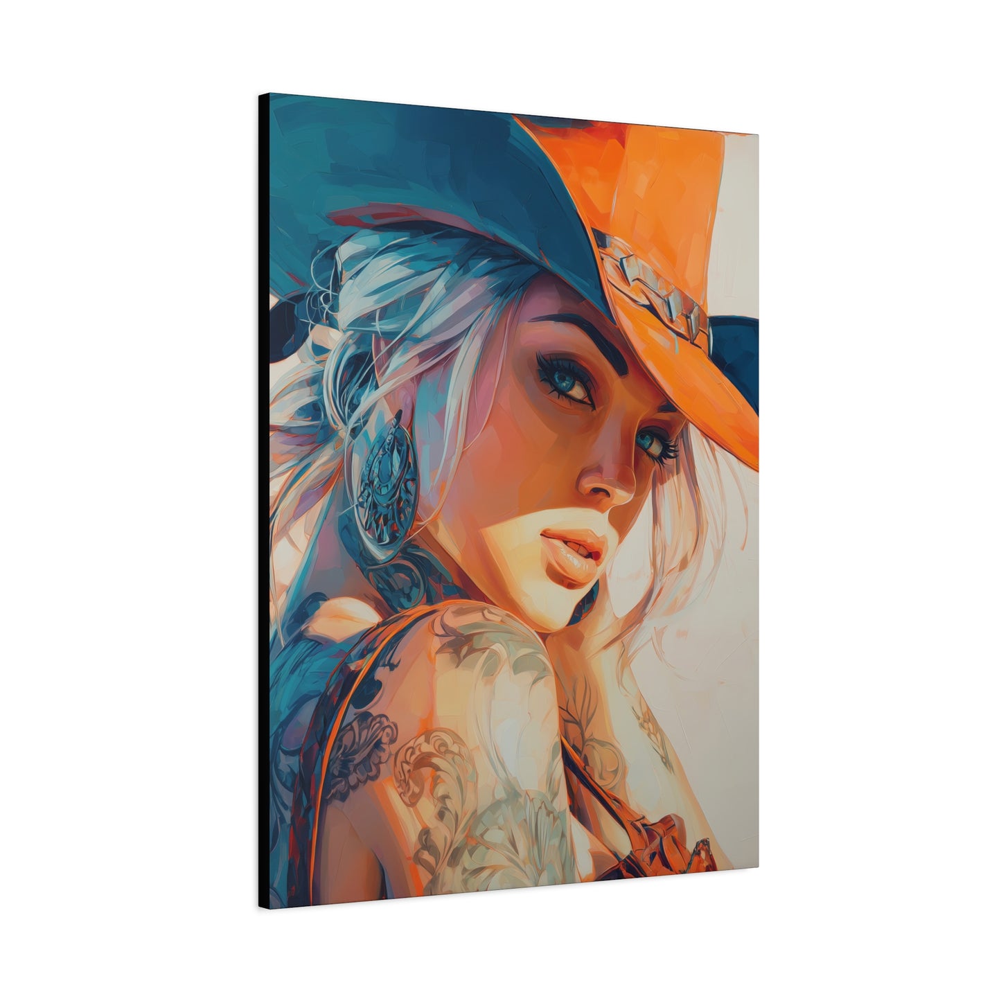 Gallery Wrapped Canvas, Wranglers and Wreckage Art Canvas, Erotic Pinup Art Canvas – Cheyenne
