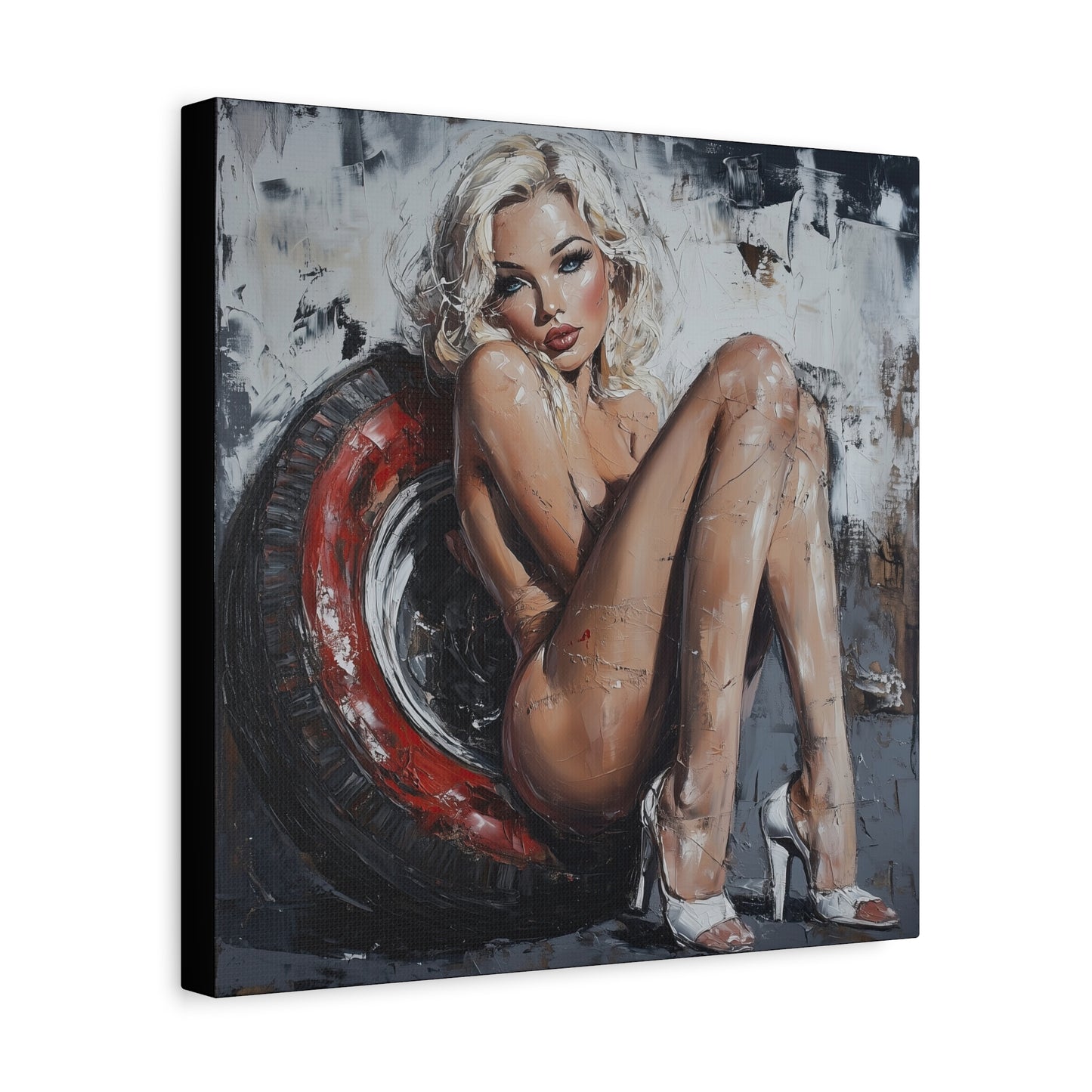 Gallery Wrapped Canvas, Guilt and Grit Adult Art Canvas, Erotic Pinup Art Canvas – Elara