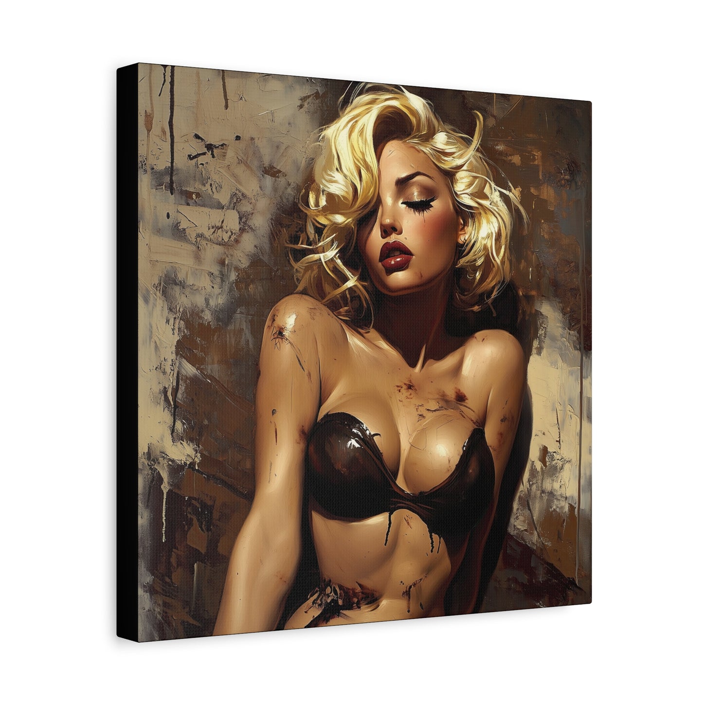 Gallery Wrapped Canvas, Guilt and Grit Adult Art Canvas, Erotic Pinup Art Canvas – Mira