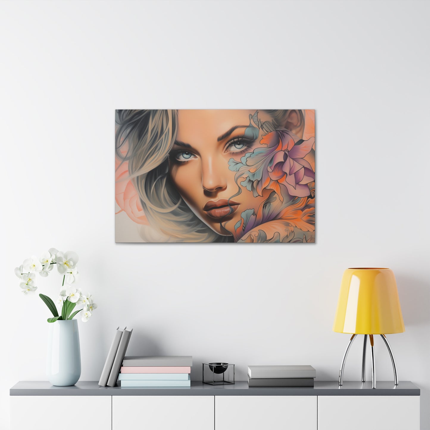 Gallery Wrapped Canvas, Edgy Tattooed Beauty, Urban Pop Art Canvas – Bella