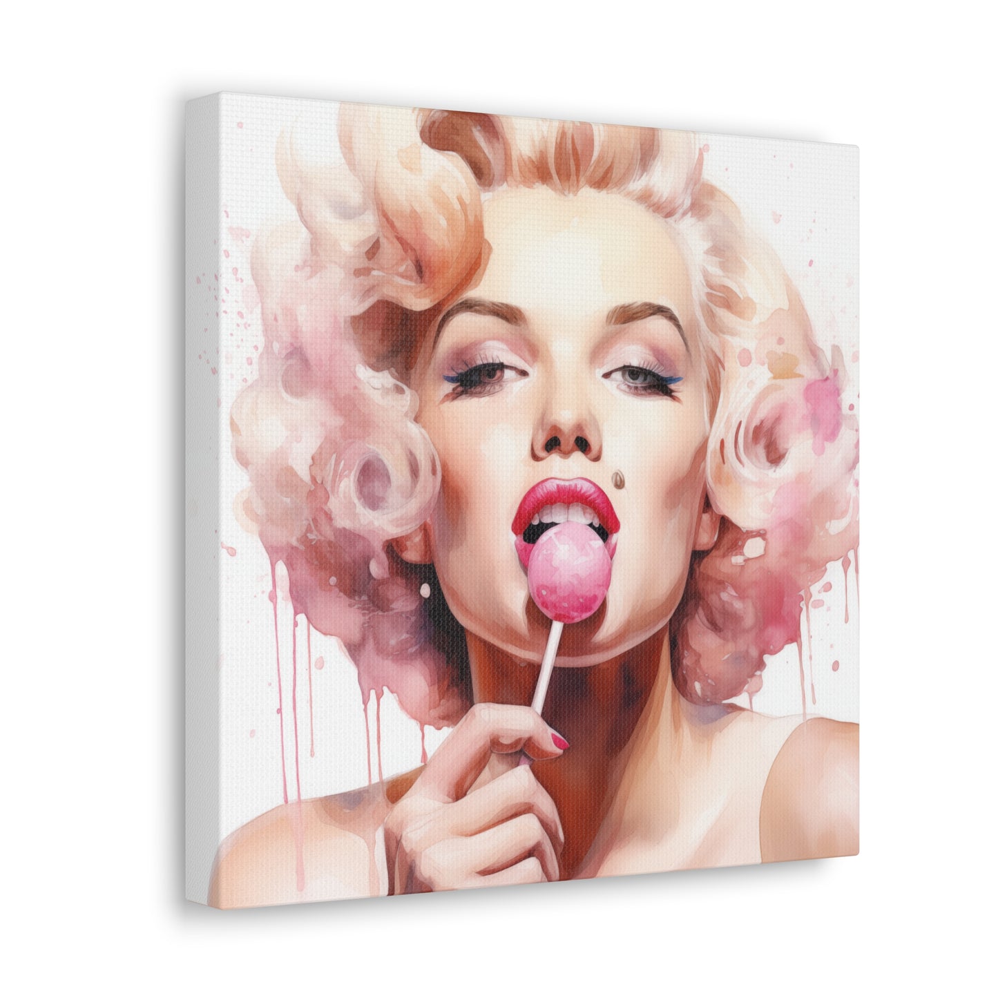 Canvas Wall Art, Gallery Wrapped Pop Art, Celebrity Wall Art – Marilyn Monroe - Lollipop