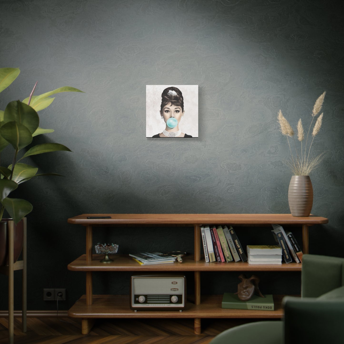 Gallery Wrapped Canvas, Audrey Hepburn Art Canvas, Celebrity Diva Art Canvas – Audrey Hepburn Bubblegum