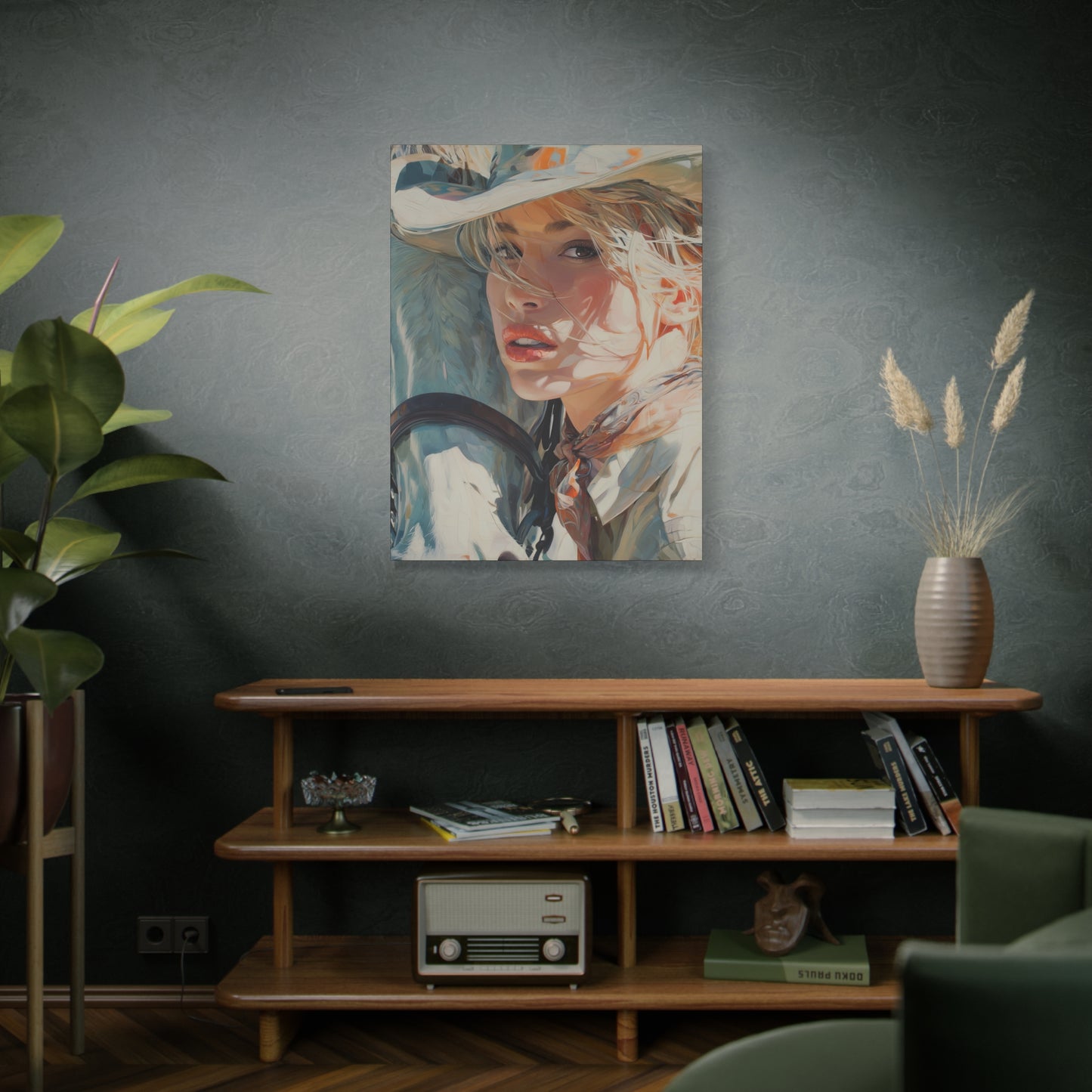 Gallery Wrapped Canvas, Wranglers and Wreckage Art Canvas, Erotic Pinup Art Canvas – Dakota