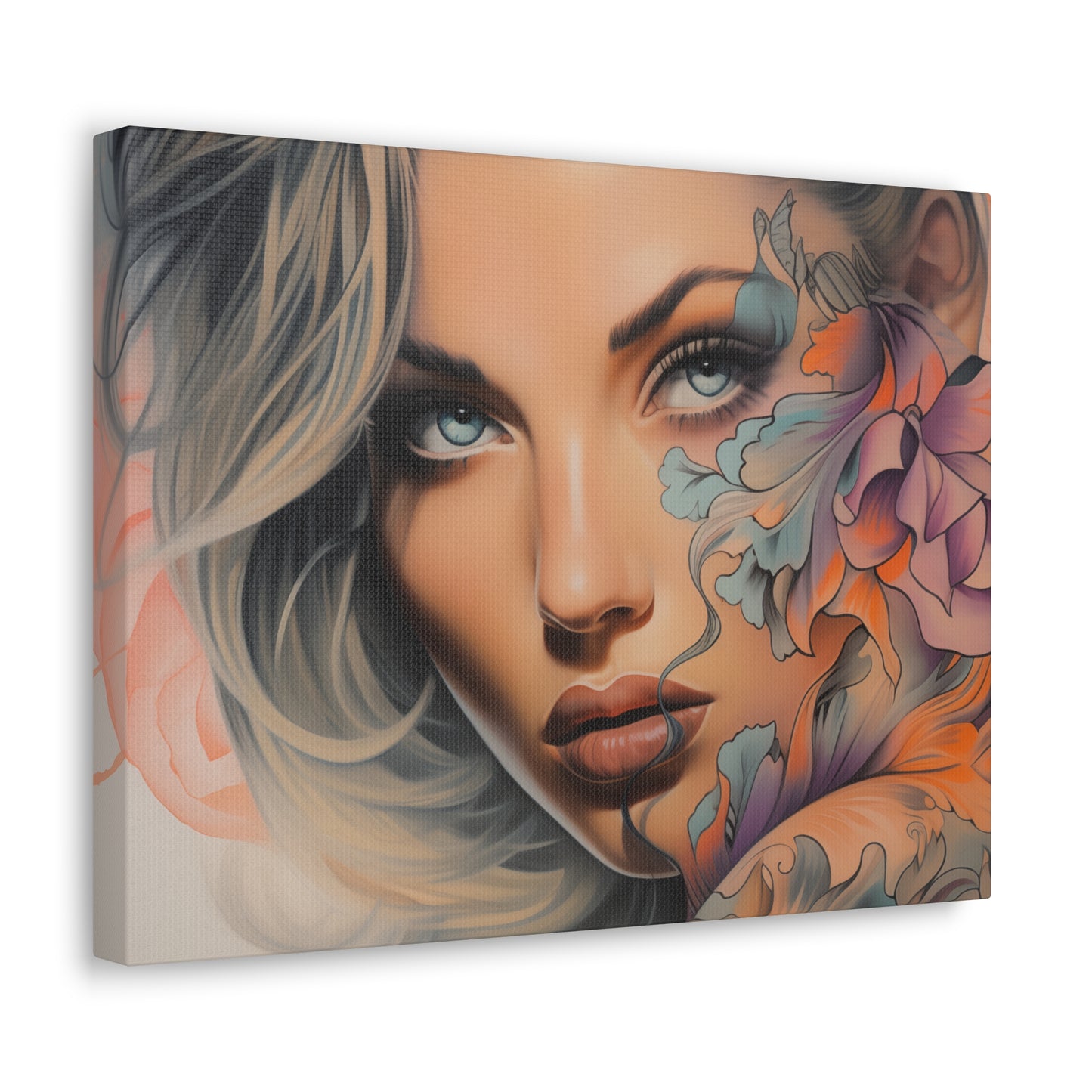 Gallery Wrapped Canvas, Edgy Tattooed Beauty, Urban Pop Art Canvas – Bella