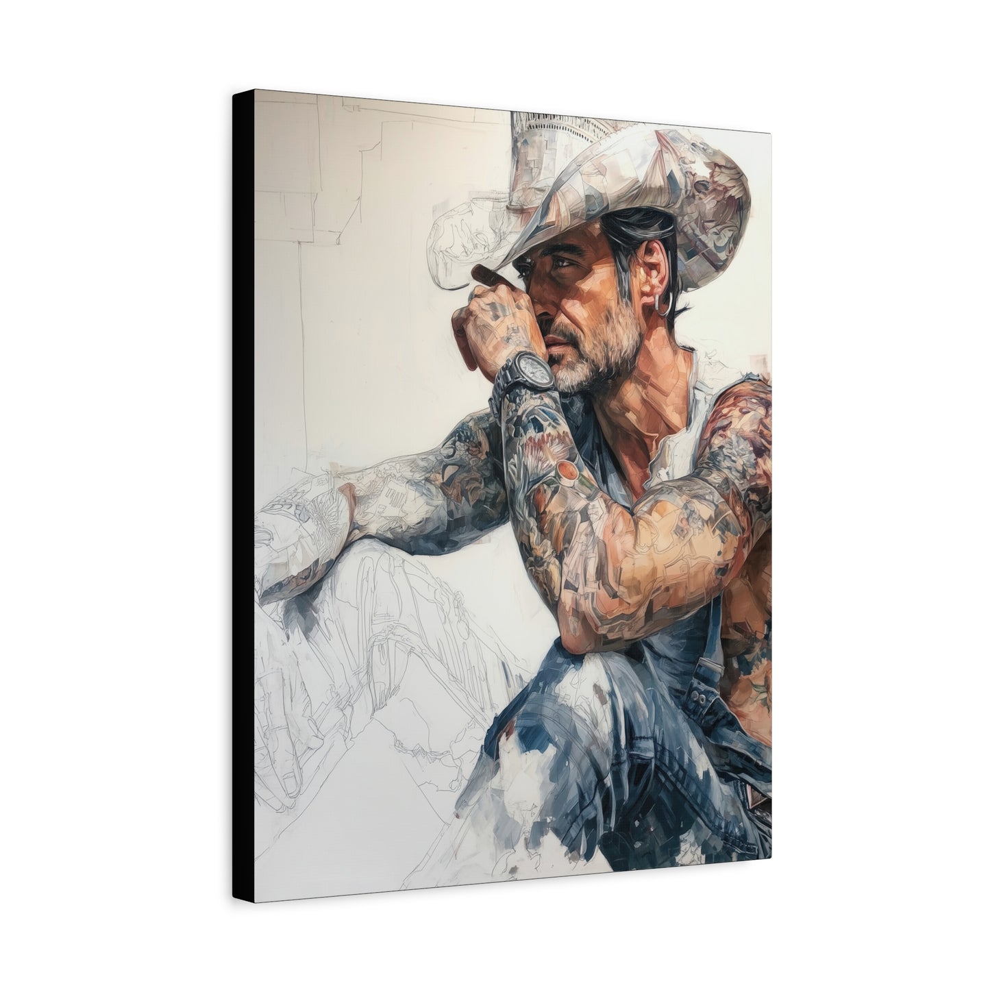 Gallery Wrapped Canvas, Wranglers and Wreckage Art Canvas, Erotic Pinup Art Canvas – Jace