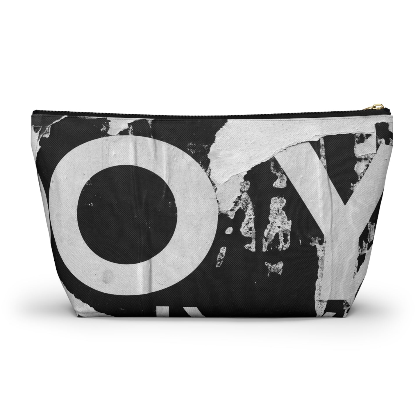 Accessory Pouch - Torn Poster Street Art Makeup Bag - Black and White YO - Urban Street Art