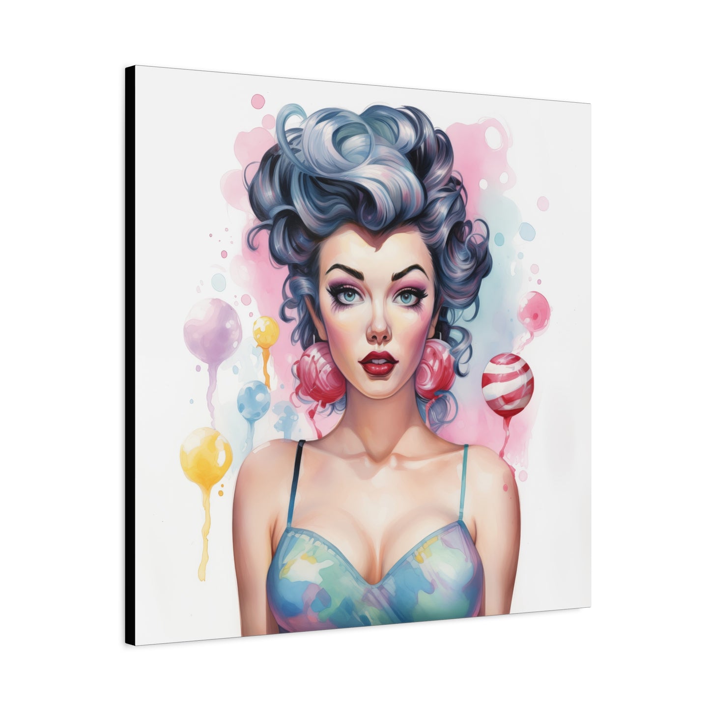 Canvas Gallery Wrapped High-Fashion Wall Art, Stylish Decor, Retro Femme Doll Pop Art – Poppy