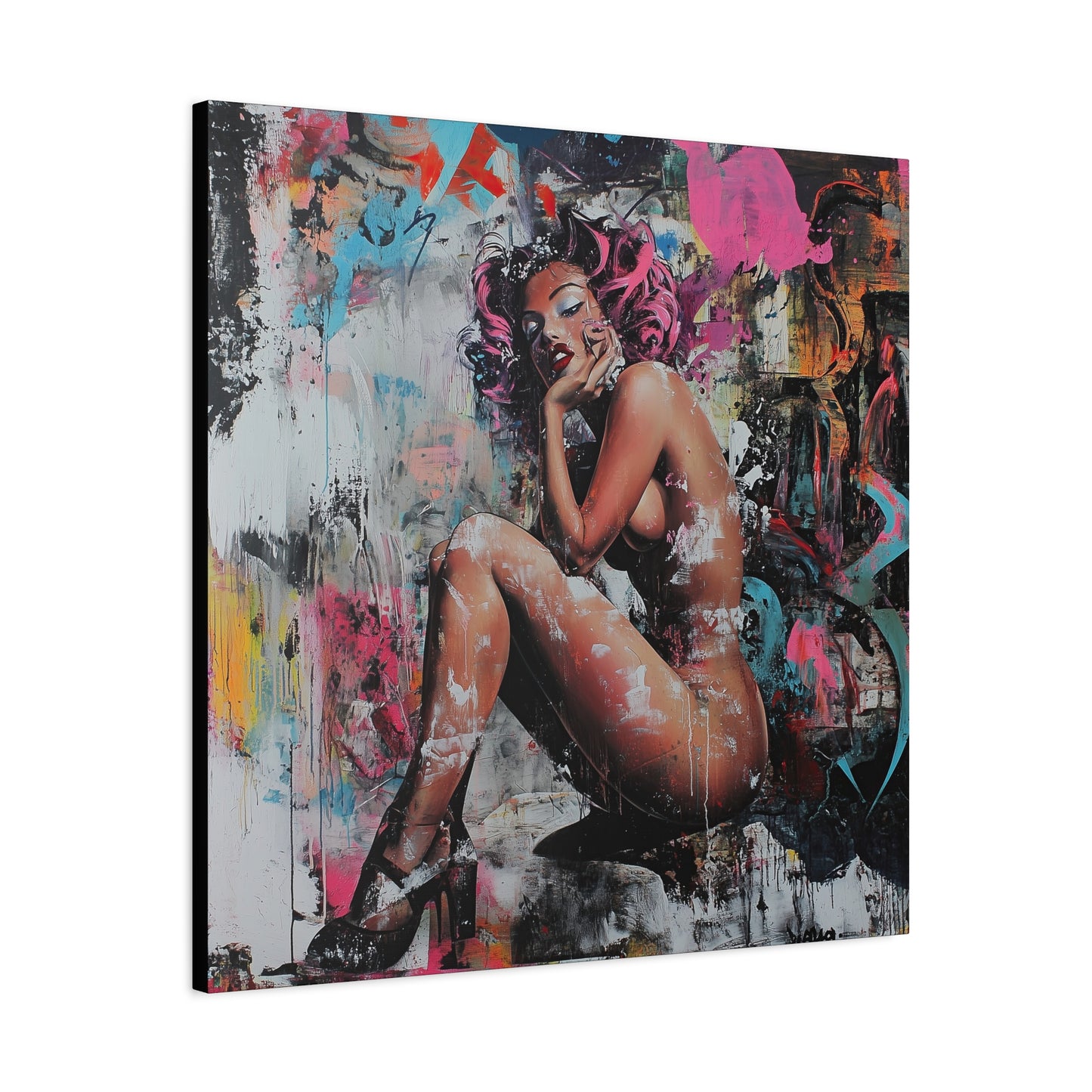 Gallery Wrapped Canvas, Guilt and Grit Adult Art Canvas, Erotic Pinup Art Canvas – Delphine