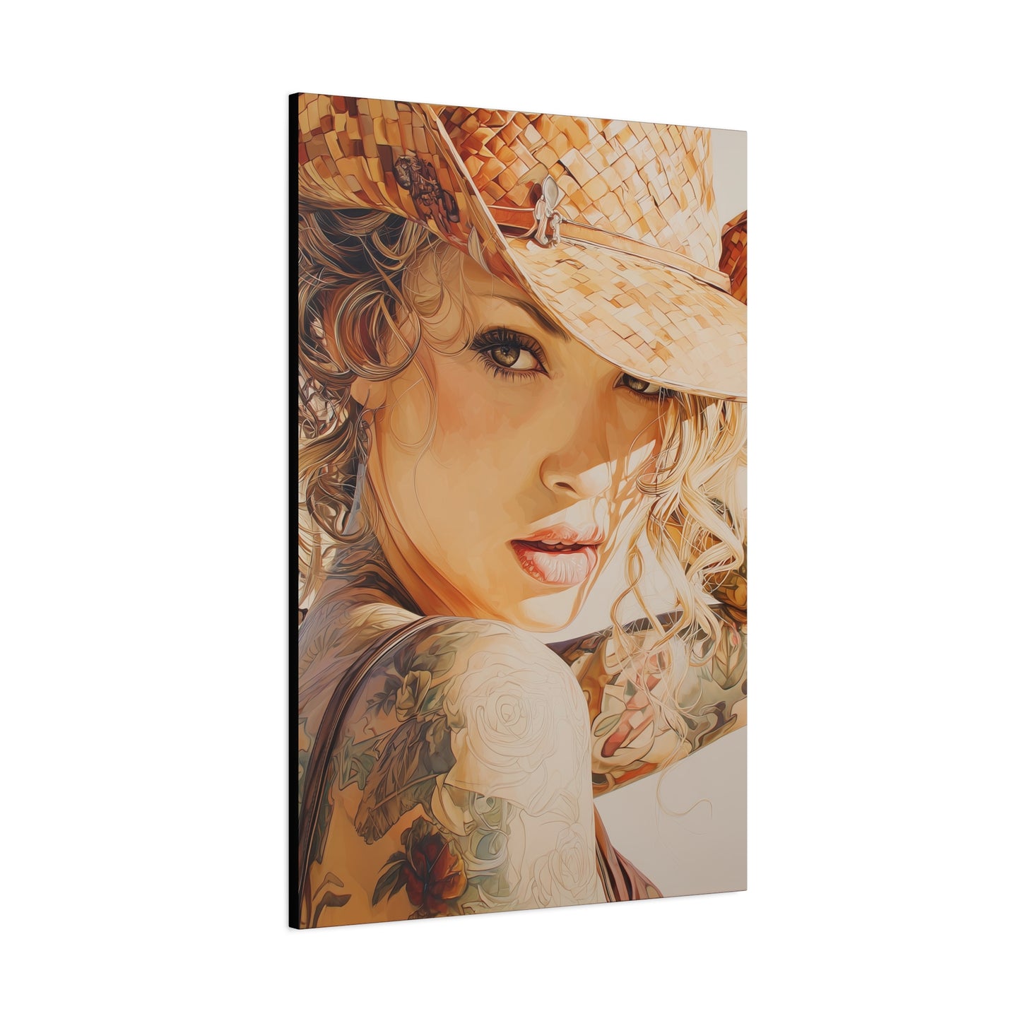 Gallery Wrapped Canvas, Wranglers and Wreckage Art Canvas, Erotic Pinup Art Canvas – Sadie