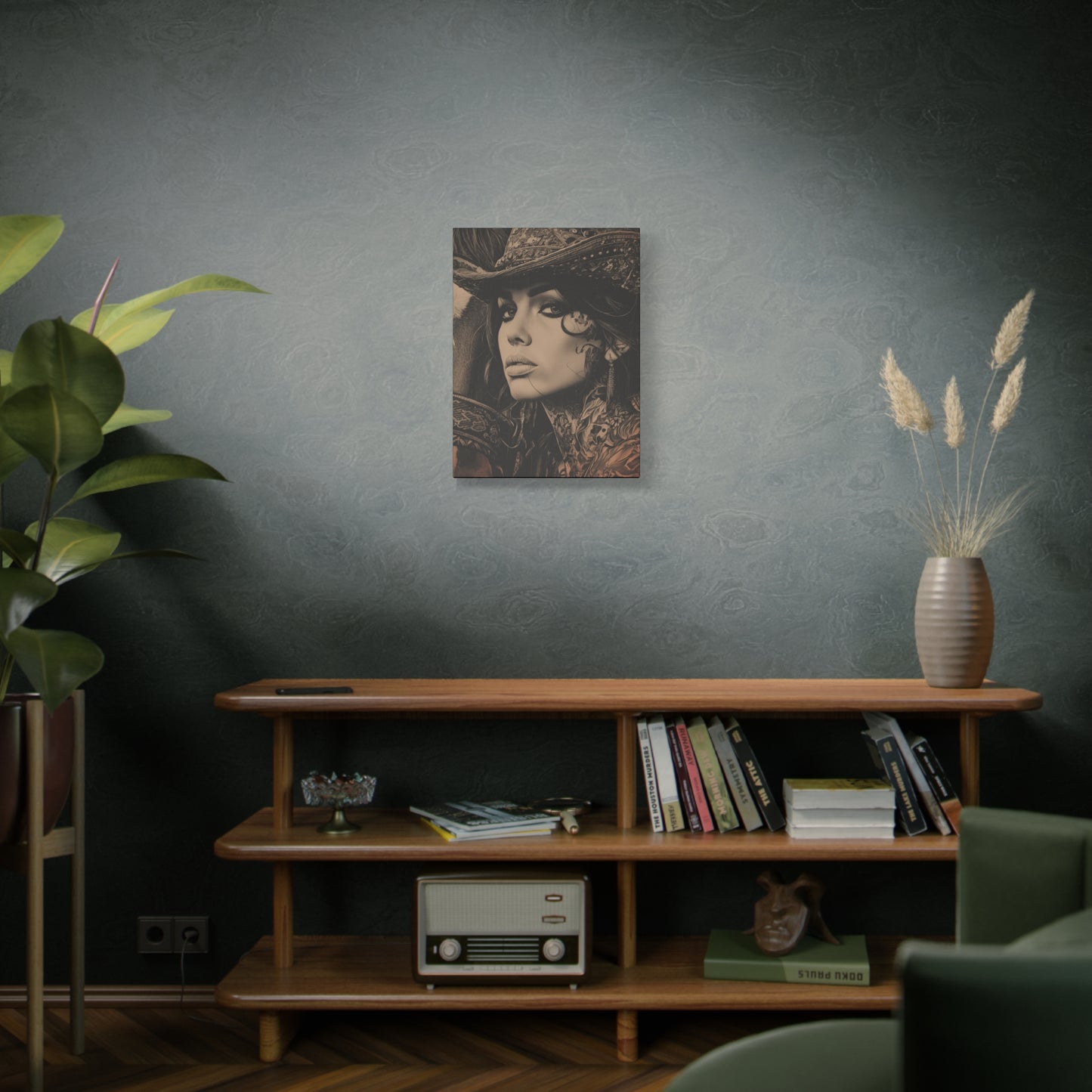 Gallery Wrapped Canvas, Wranglers and Wreckage Art Canvas, Erotic Pinup Art Canvas – Loretta