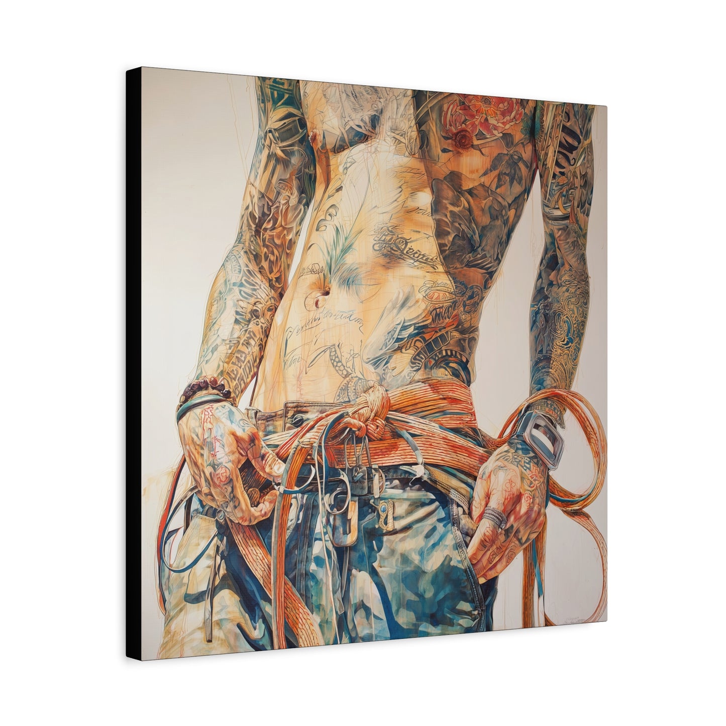 Gallery Wrapped Canvas, Ropes and Reverence Art Canvas, Erotic Shibari Art Canvas – Leif