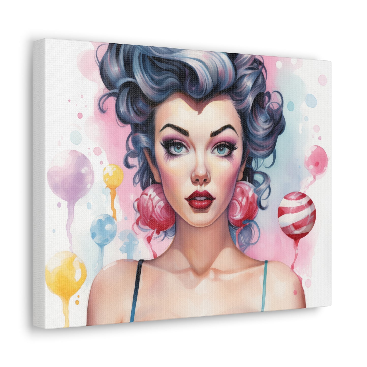Canvas Gallery Wrapped High-Fashion Wall Art, Stylish Decor, Retro Femme Doll Pop Art – Poppy
