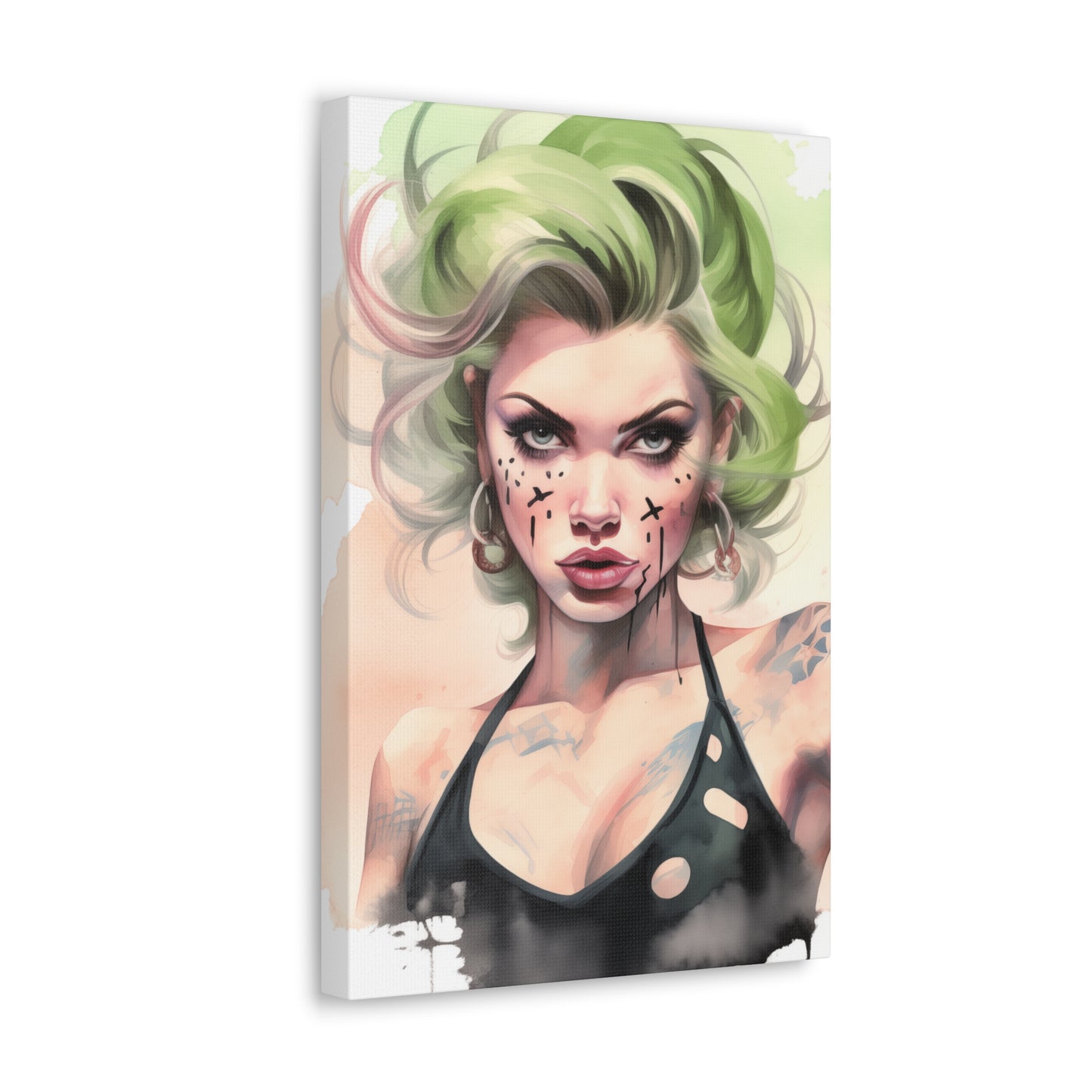 Gallery Wrapped Canvas, Edgy Tattooed Beauty, Urban Pop Art Canvas – Ivy