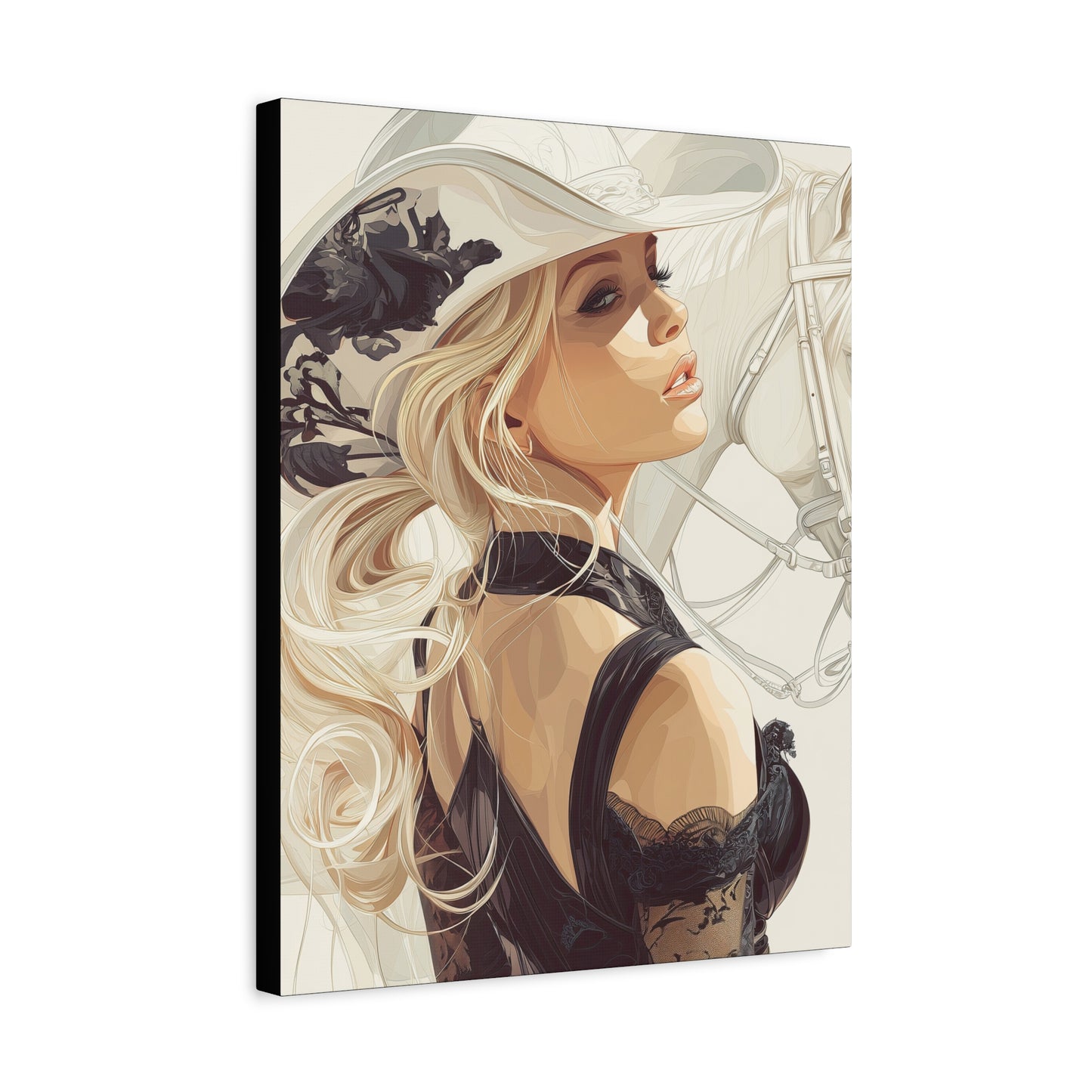 Gallery Wrapped Canvas, Wranglers and Wreckage Art Canvas, Erotic Pinup Art Canvas – Maisie