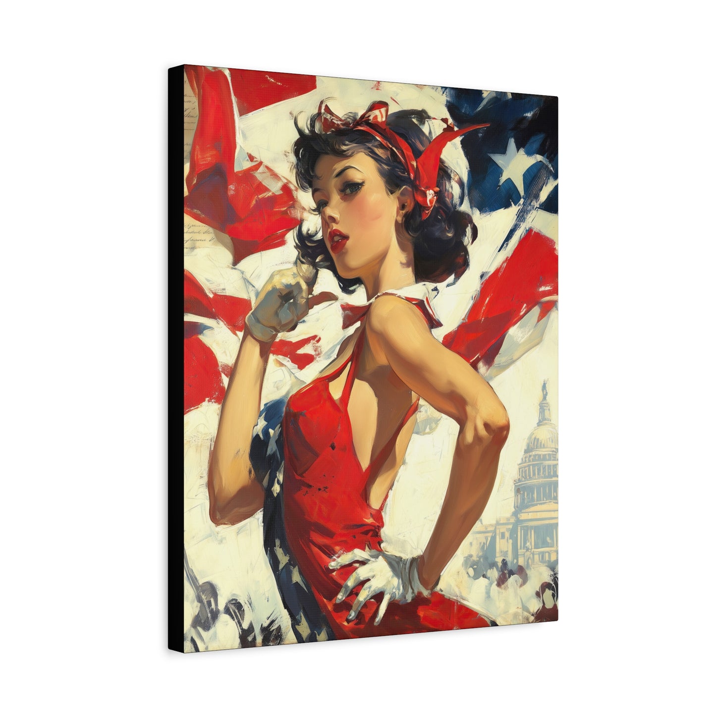 Gallery Wrapped Canvas, American Nonsense Art Canvas, Political Pinup Art Canvas - Mindy