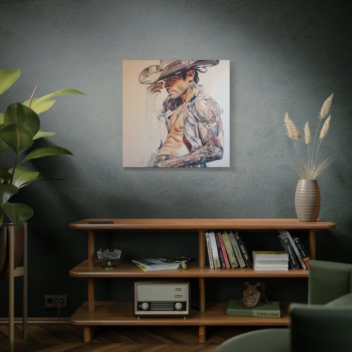 Gallery Wrapped Canvas, Wranglers and Wreckage Art Canvas, Erotic Pinup Art Canvas – Huck