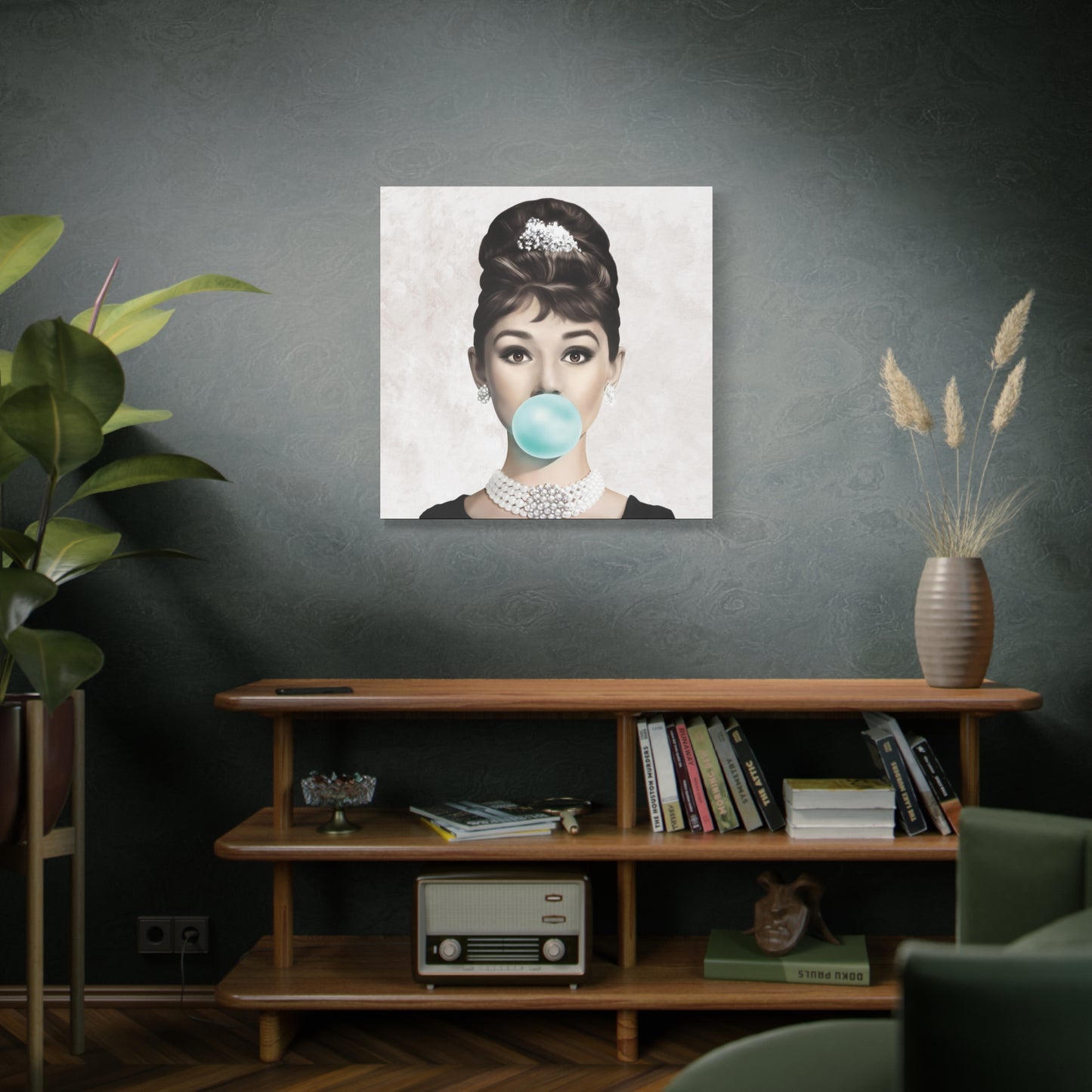 Gallery Wrapped Canvas, Audrey Hepburn Art Canvas, Celebrity Diva Art Canvas – Audrey Hepburn Bubblegum