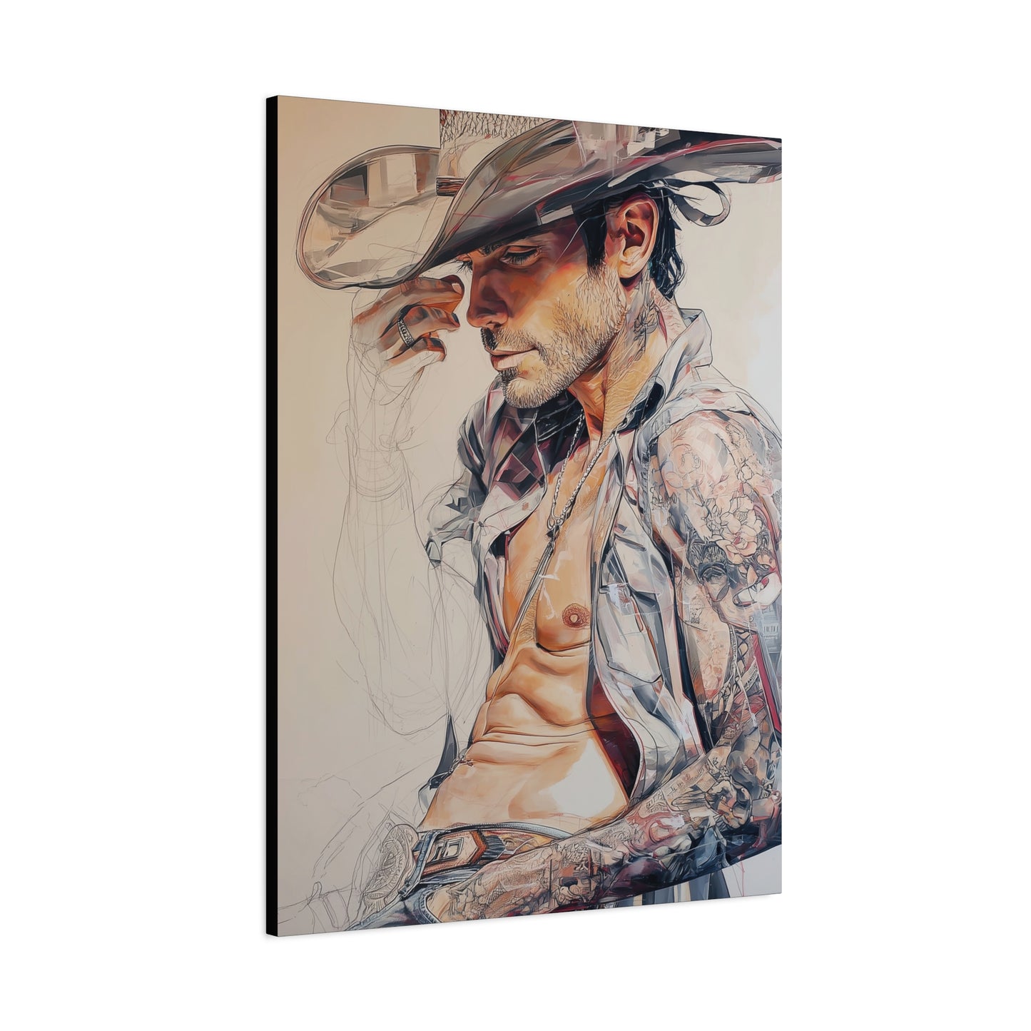 Gallery Wrapped Canvas, Wranglers and Wreckage Art Canvas, Erotic Pinup Art Canvas – Huck
